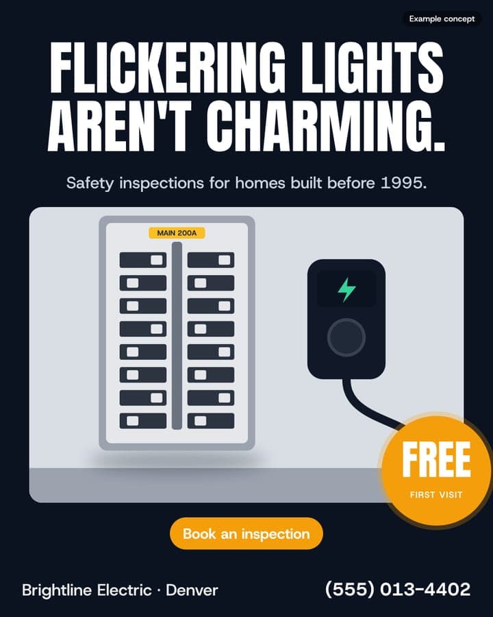 Example Electrical ad: Flickering lights aren't charming.