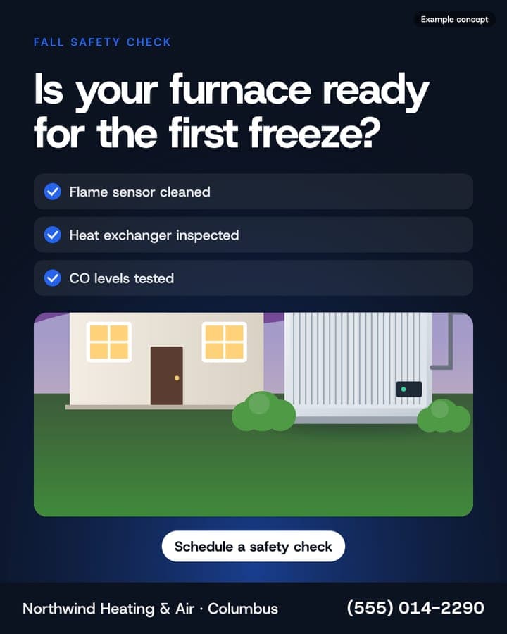 Example HVAC ad: Is your furnace ready for the first freeze?