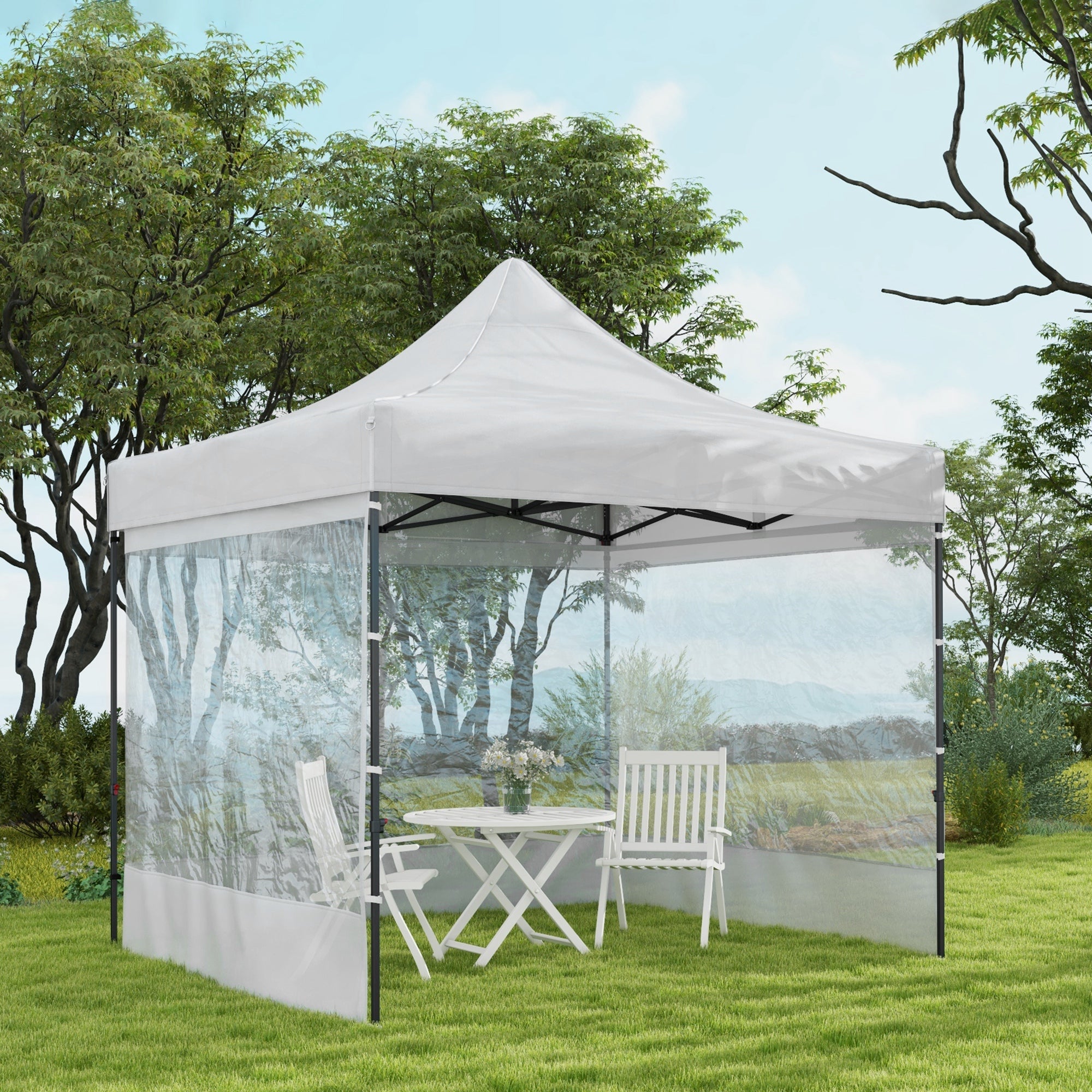 10' x 10' Pop Up Canopy Tent Gazebo with Wheeled Carry Bag and Sides, Height Adjustable for Outdoor, Patio, Garden