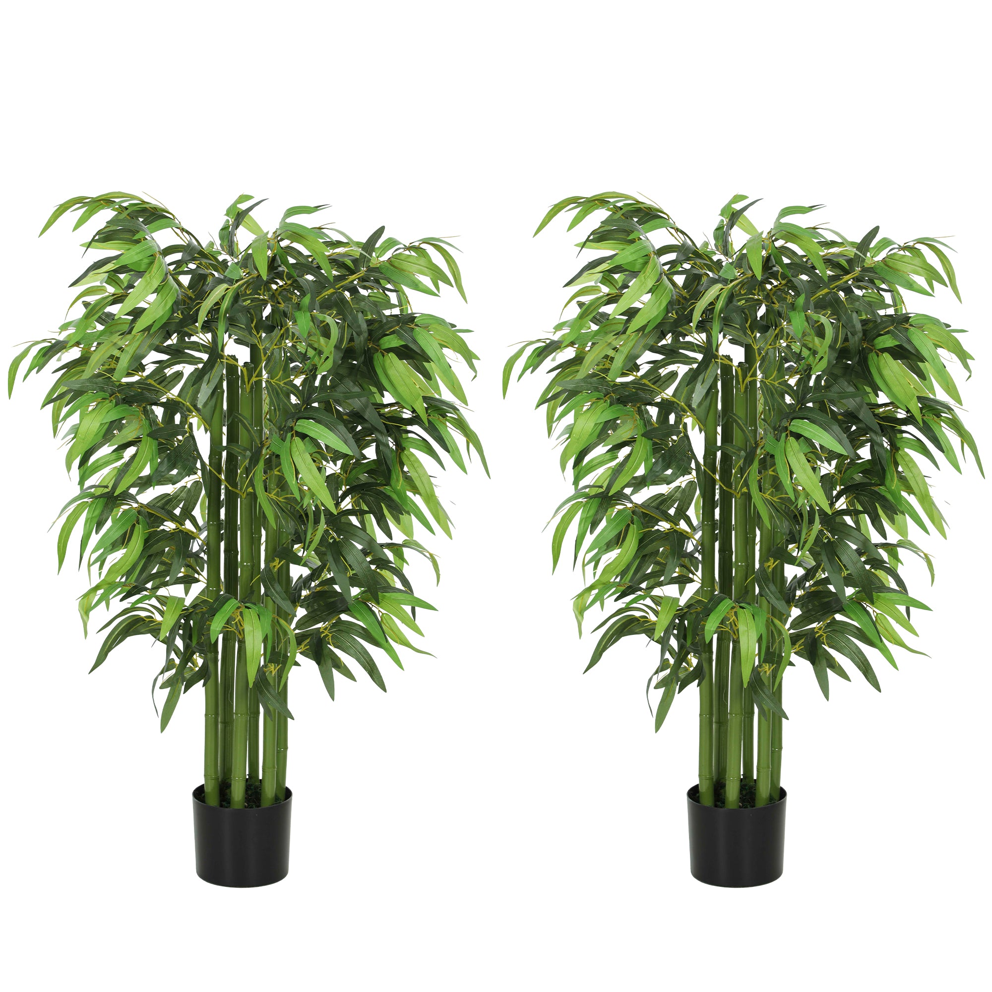 4.6FT Artificial Bamboo Tree Set of 2, Decorative Faux Plant in Nursery Pot, Faux Tree for Home Indoor Decor