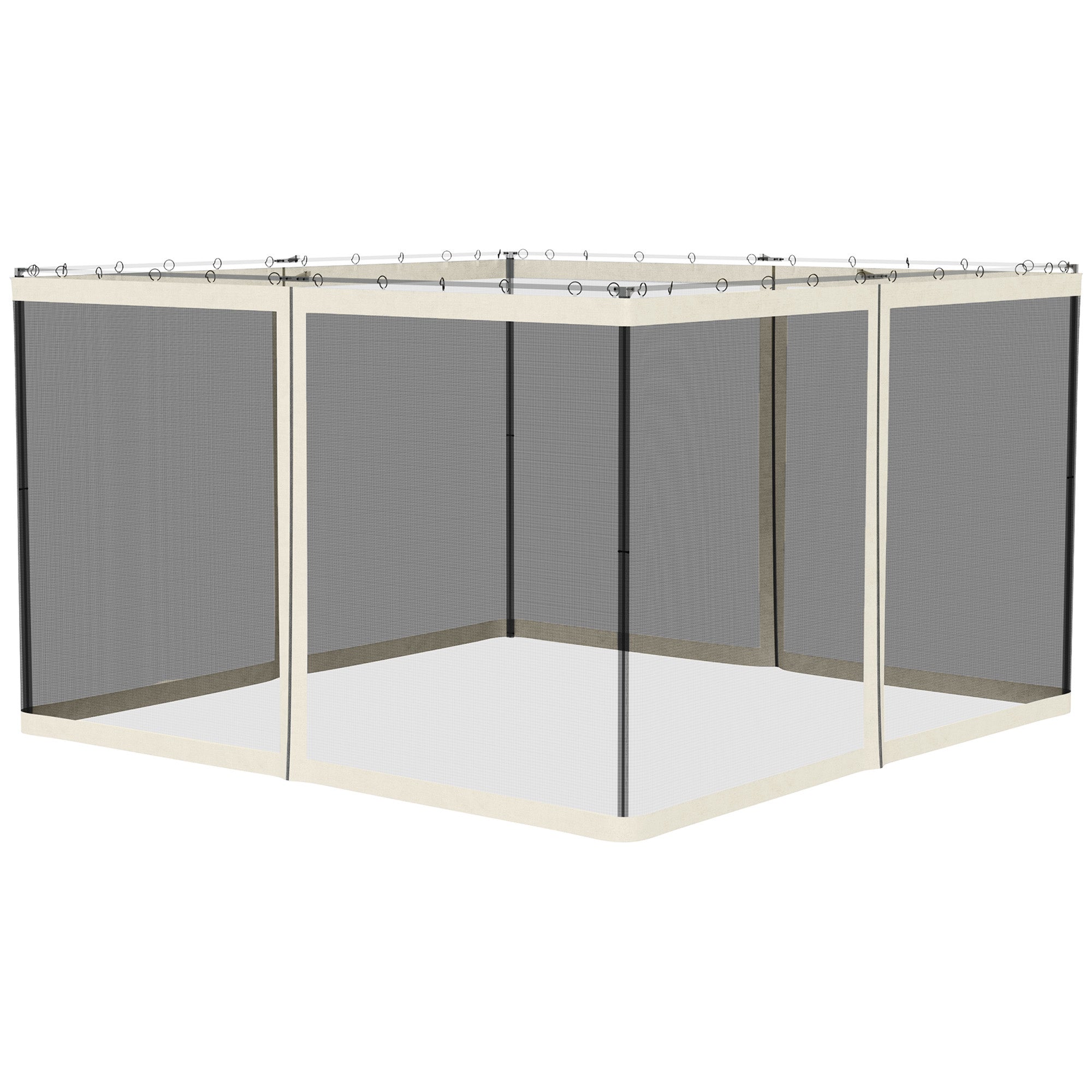 Replacement Mosquito Netting for Gazebo 10' x 12' Black Screen Walls for Canopy with Zippers, White