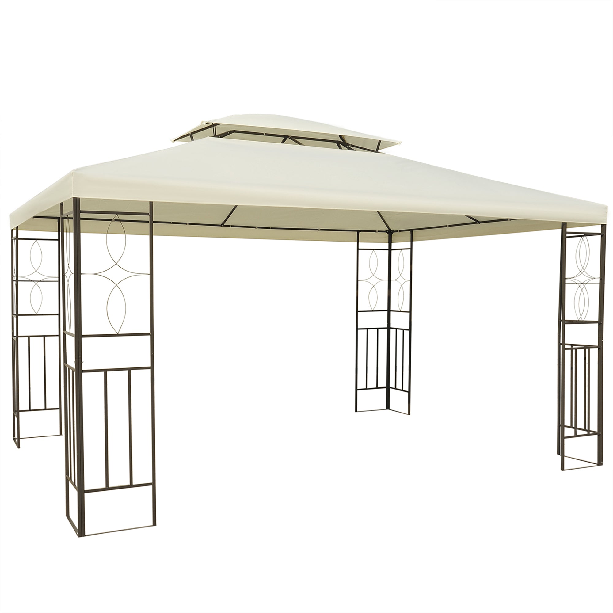 10x13ft Steel Gazebo Sun Shelter Patio Outdoor Party Event Canopy Vented Roof Cream White