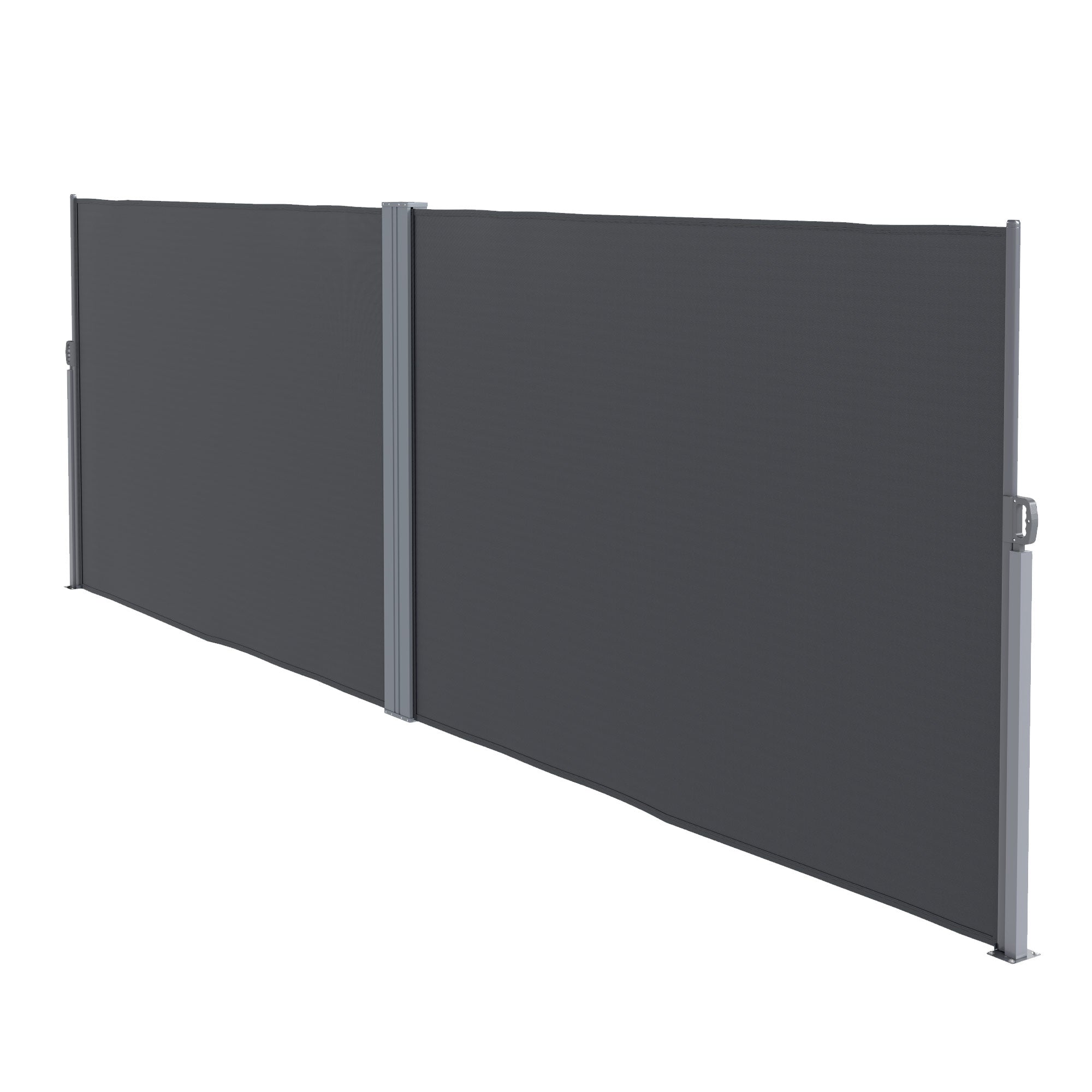 Retractable Double Side Awning, 79"x236" Patio Privacy Screen, UV Resistant, Waterproof Wind Screen, Charcoal Grey