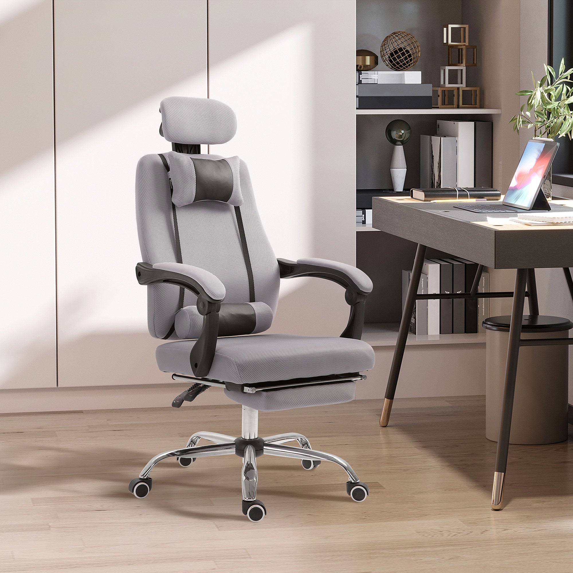 Ergonomic Executive High Back Office Chair with Footrest,Lumbar Support,Grey