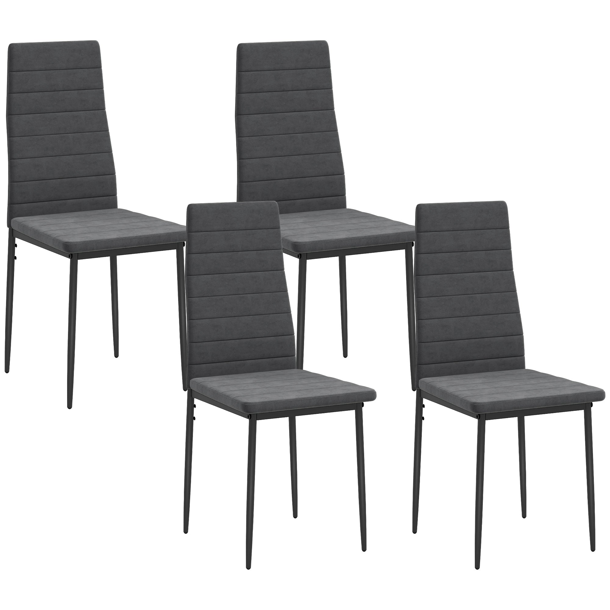 Modern Dining Chairs, Set of 4, High Back Upholstery and Metal Legs for the Living Room, Kitchen, Home Office, Grey