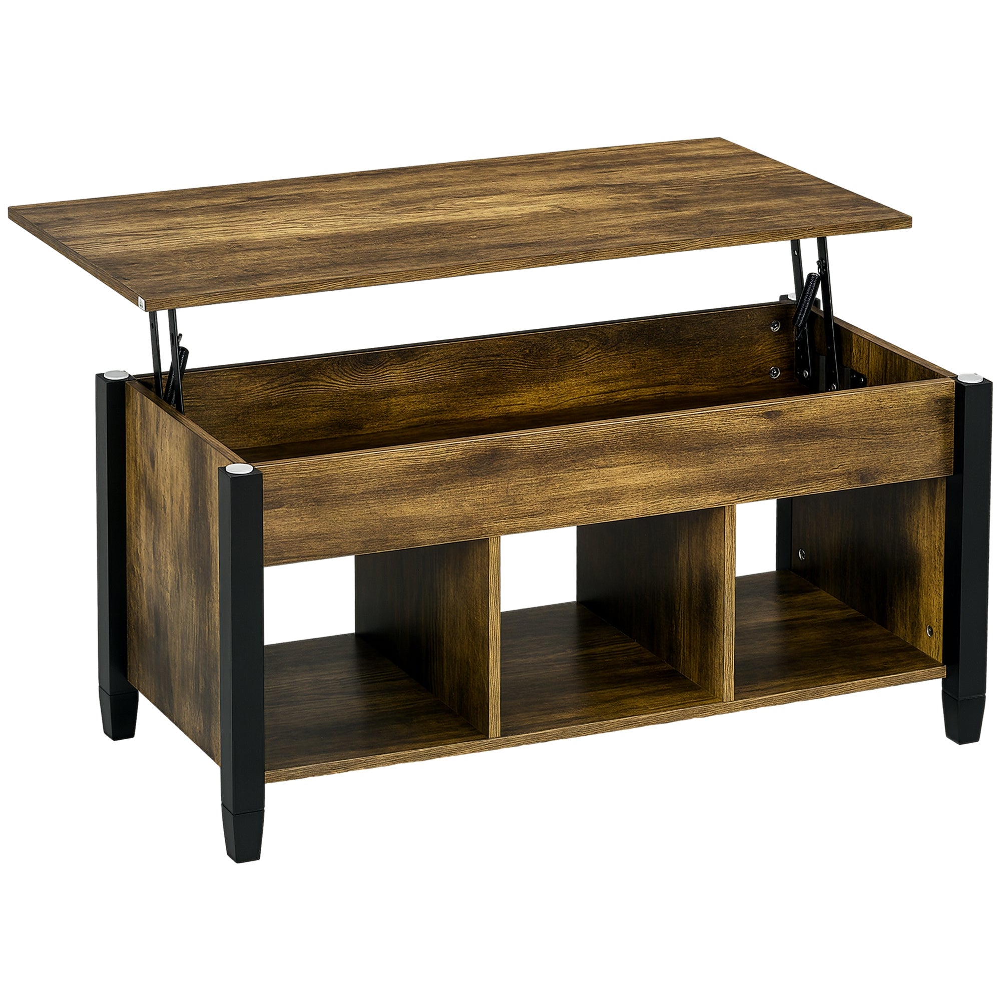 Lift Top Coffee Table, Modern Center Table with Storage Shelves and Hidden Compartment for Living Room, 41" L