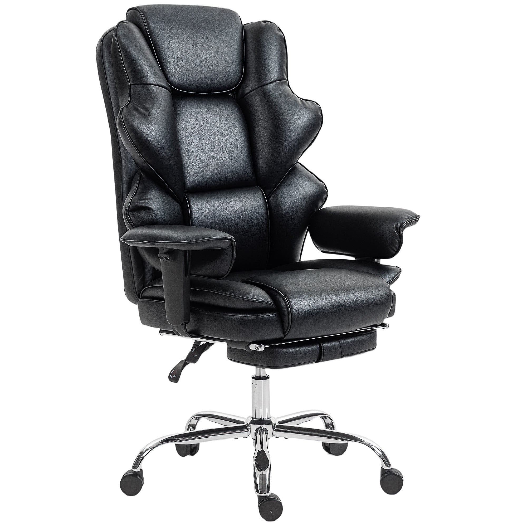 Big and Tall Office Chair, 400 lbs Overstuffed Desk Chair with Spring Cushion, Shaped Foam, PU Leather