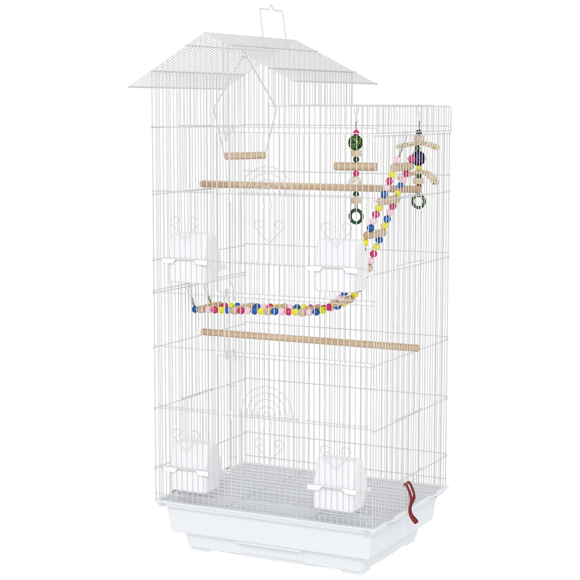 39" Bird Cage for Budgie, Cockatiel, Conure, Small Birds, with Ladder, Swing, Toys, Perches, Tray, Feeding Bowls, Handle