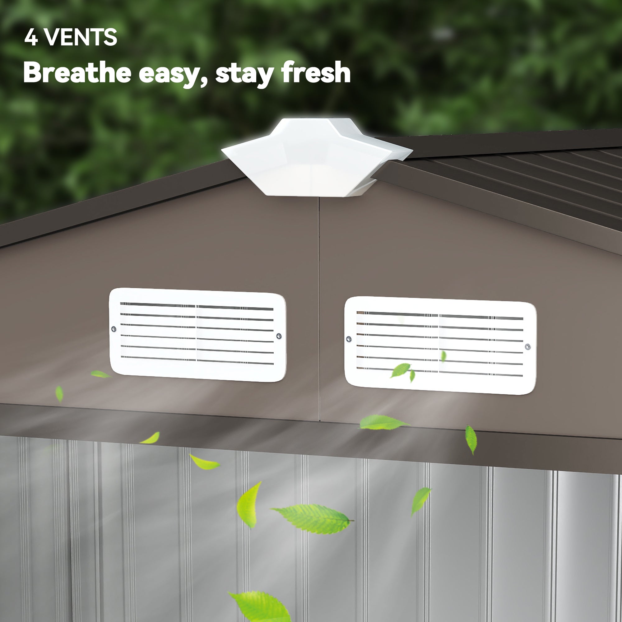 7' x 4' x 6' Garden Storage Shed Outdoor Patio Metal Tool Storage House w/ Foundation Kit and Double Doors Brown