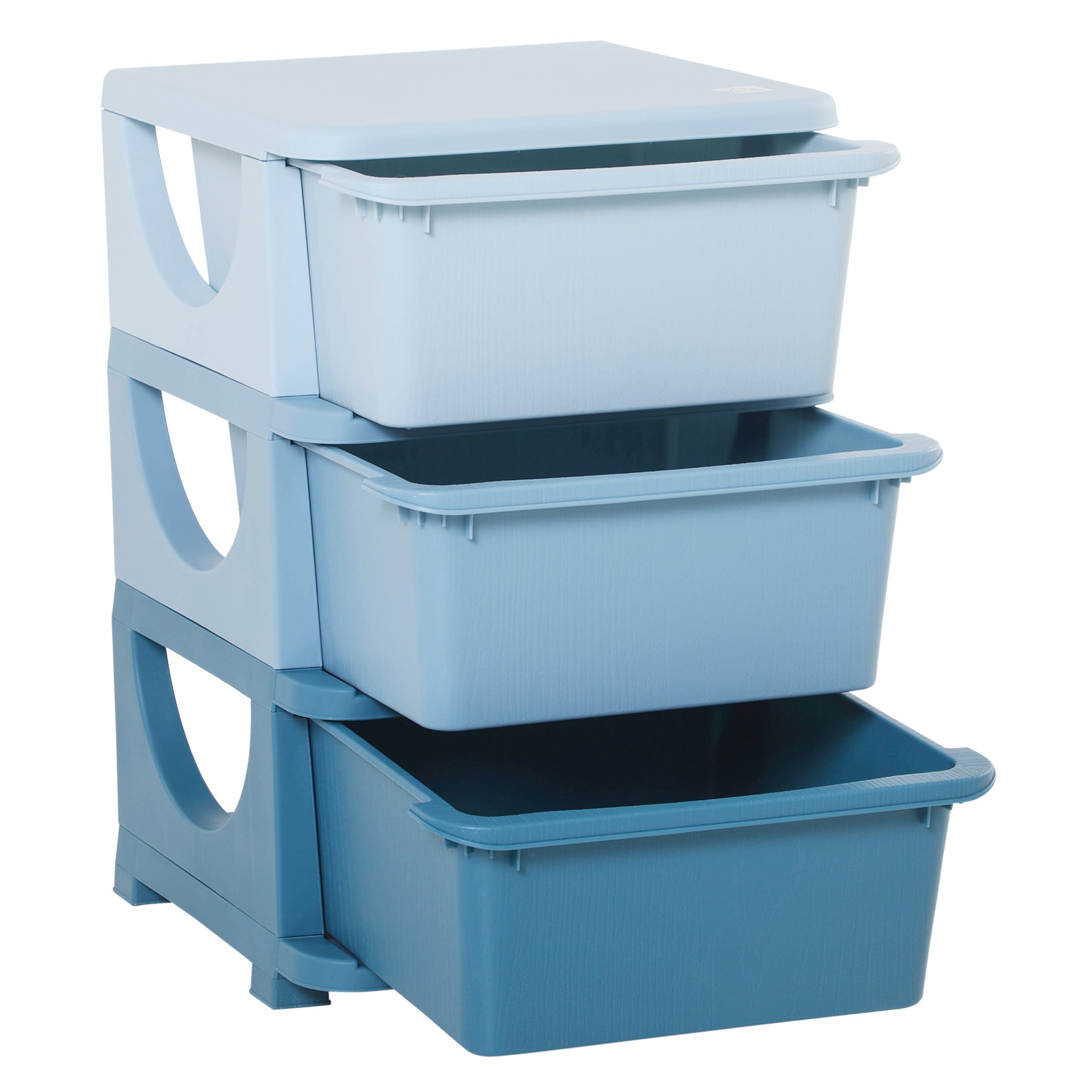 Qaba 3 Tier Kids Toy Organizer and Storage Bins with 3 Plastic Drawers, Blue