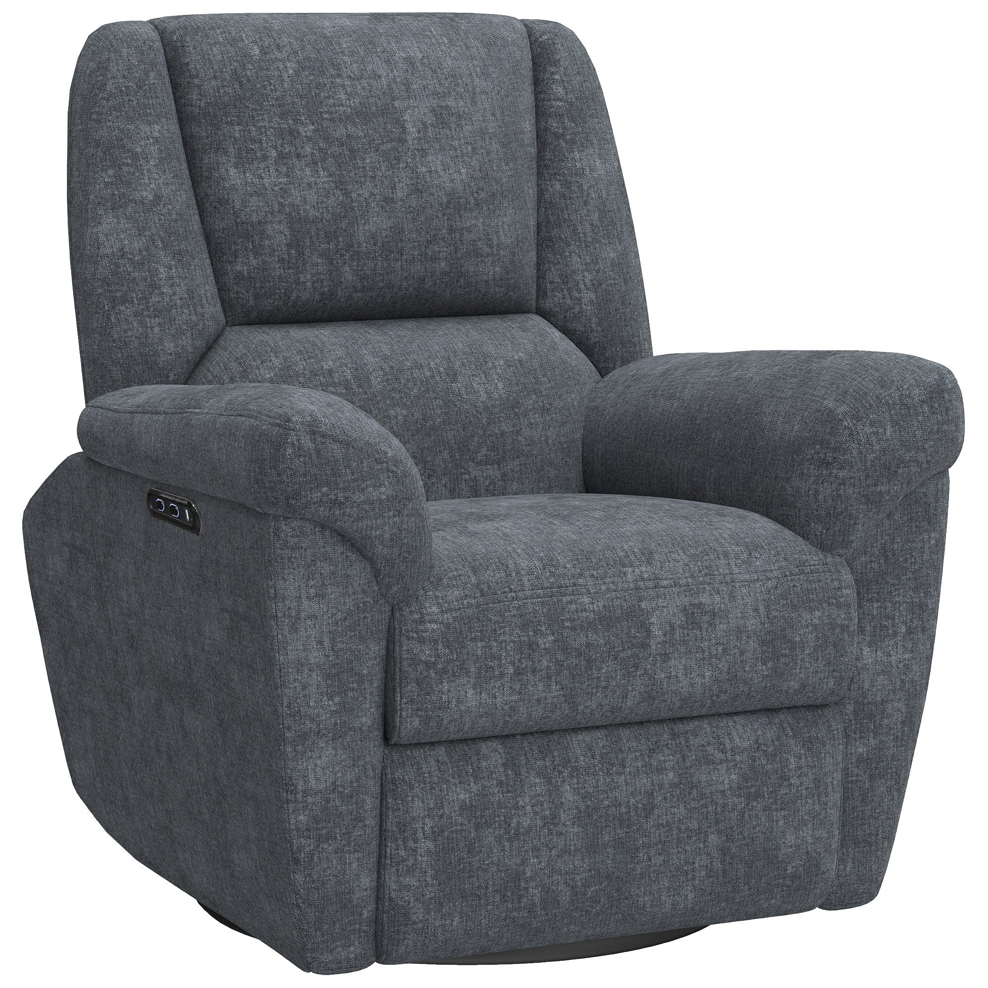 Power Recliner Chair, Fabric Upholstered Recliner Chair with USB Ports, Swivel and Rocking Function, Footrest, Dark Grey
