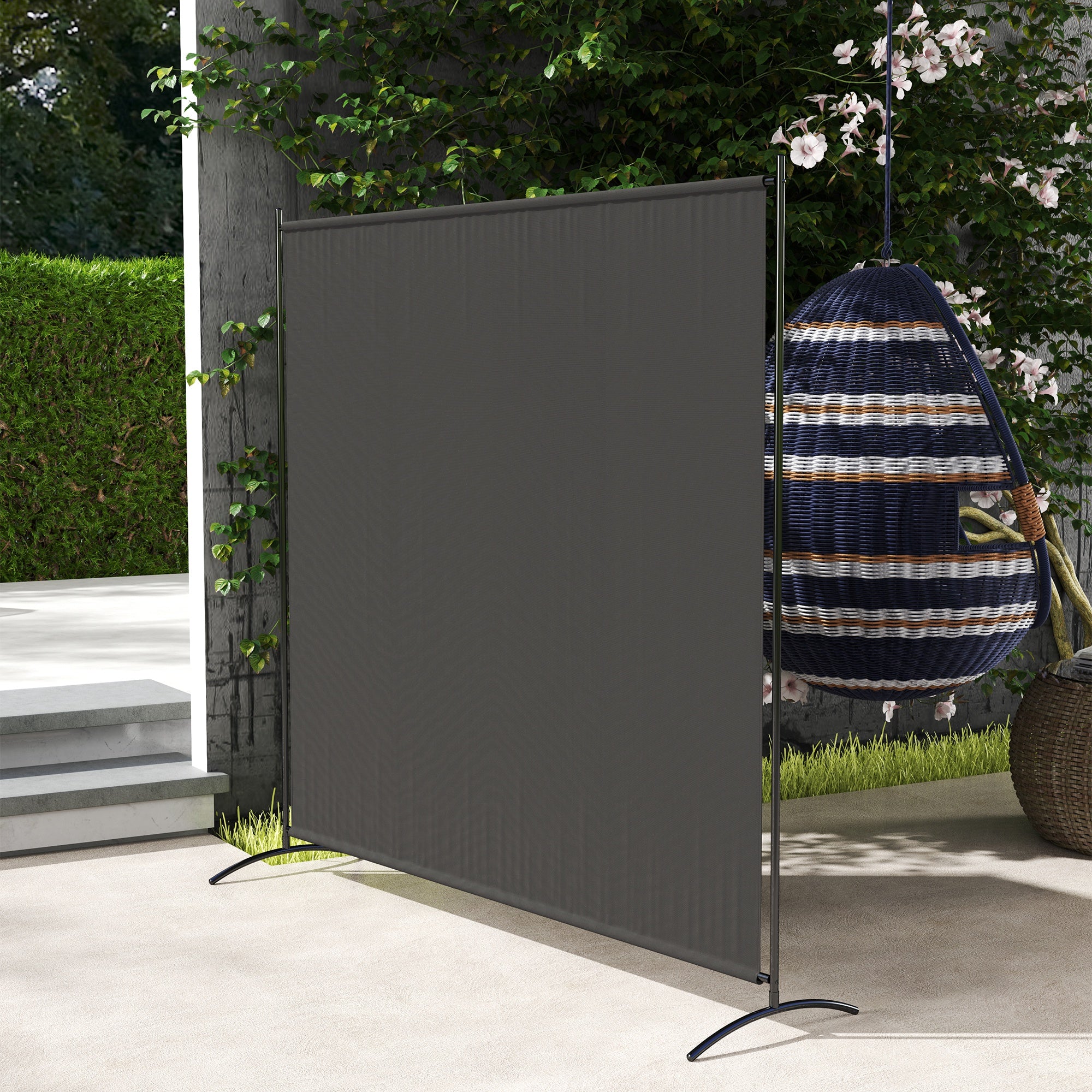 Single Panel Room Divider, UV30+ Privacy Screen, Indoor Outdoor Privacy Panel with Stable Base, Dark Grey
