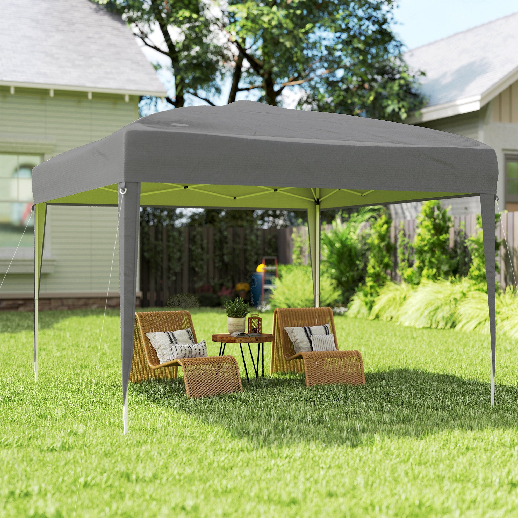 10 x 10ft Folding Pop Up Tent Outdoor Gazebo Canopy with Carrying Bag, Grey