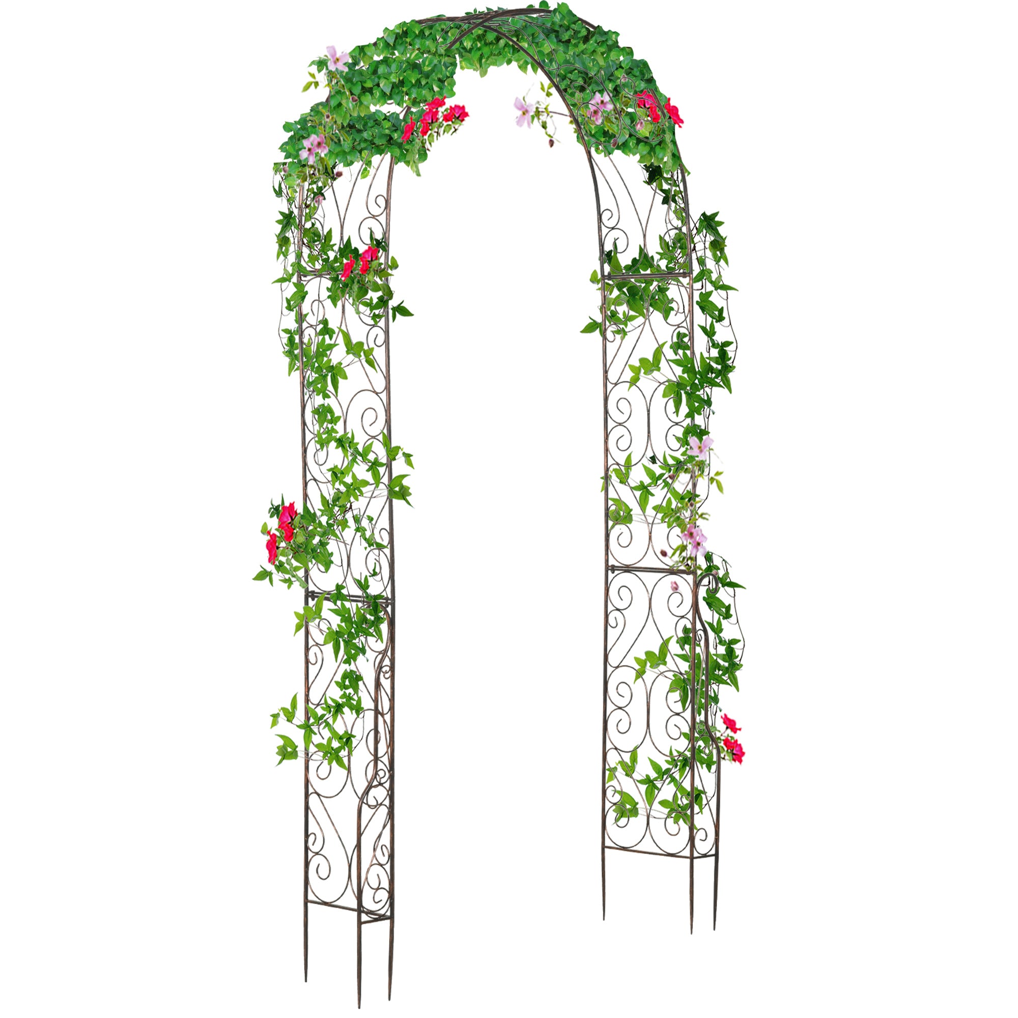 7.5ft Garden Metal Arch Outdoor Walkway Arbor for Decorative Climbing Vine Plants Party Wedding Ceremony Decoration Accessories Black