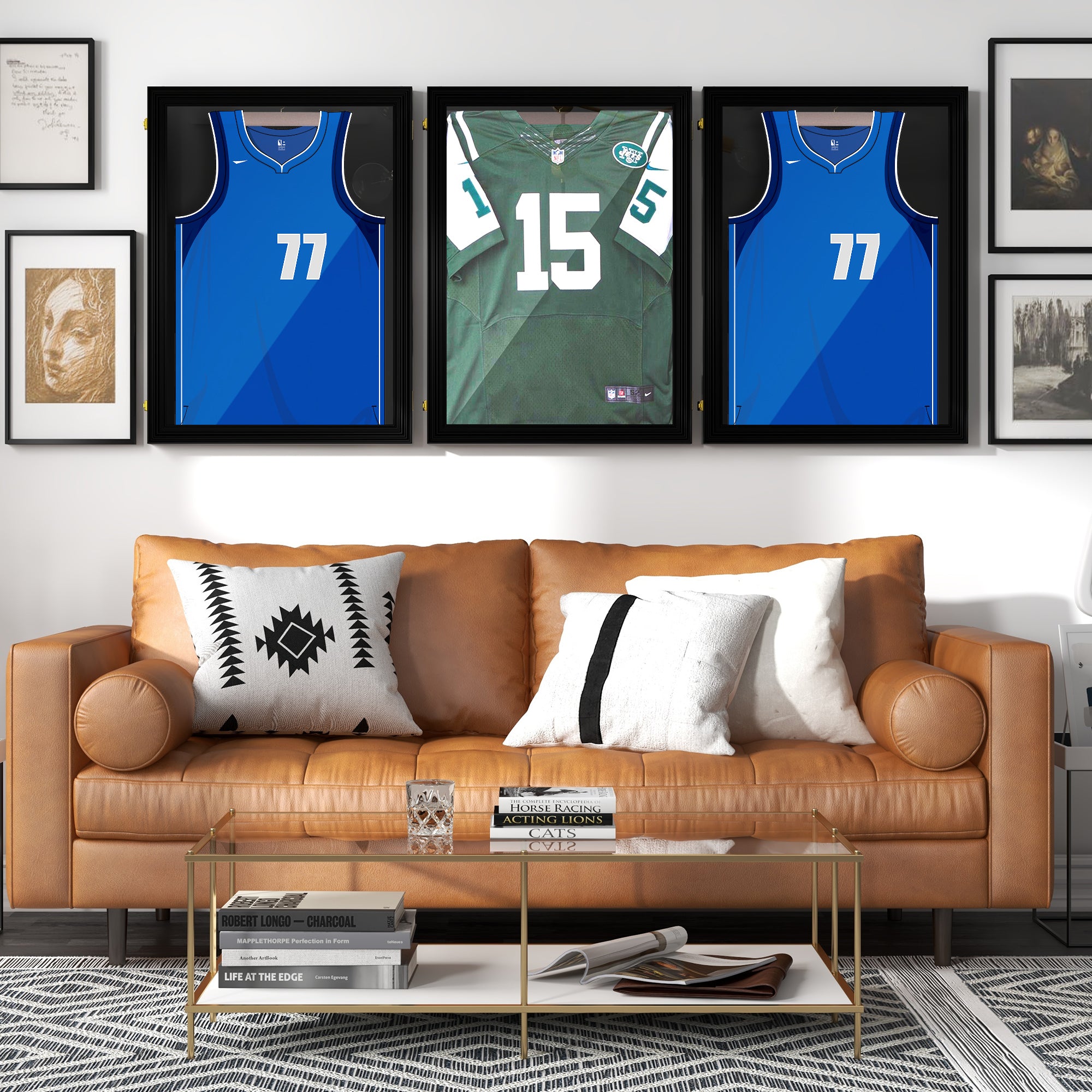 Set of 3 Jersey Display Frame Case, Acrylic Sports Shirt Shadow Box for Basketball Football Baseball, 23.5" x 31.5", Black
