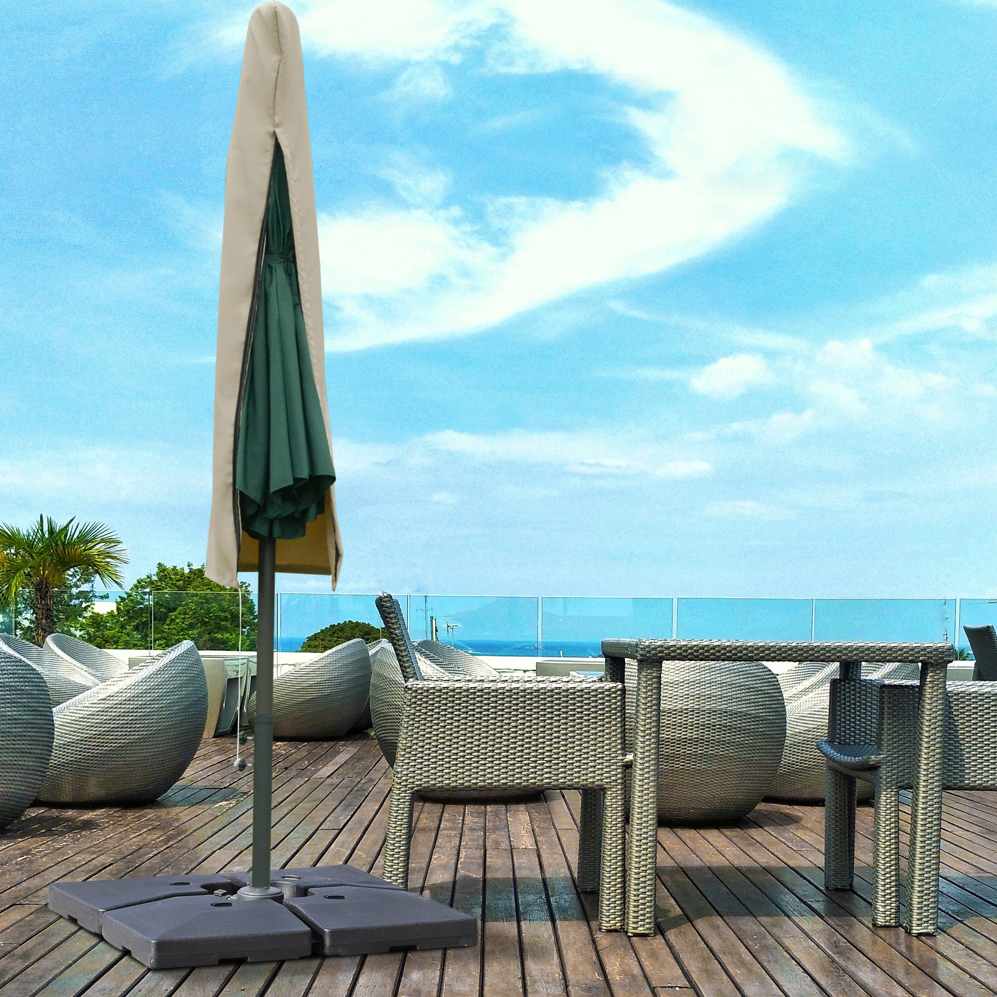 Garden Parasol Cover, Outdoor Patio Umbrella Cover with Zipper, Khaki