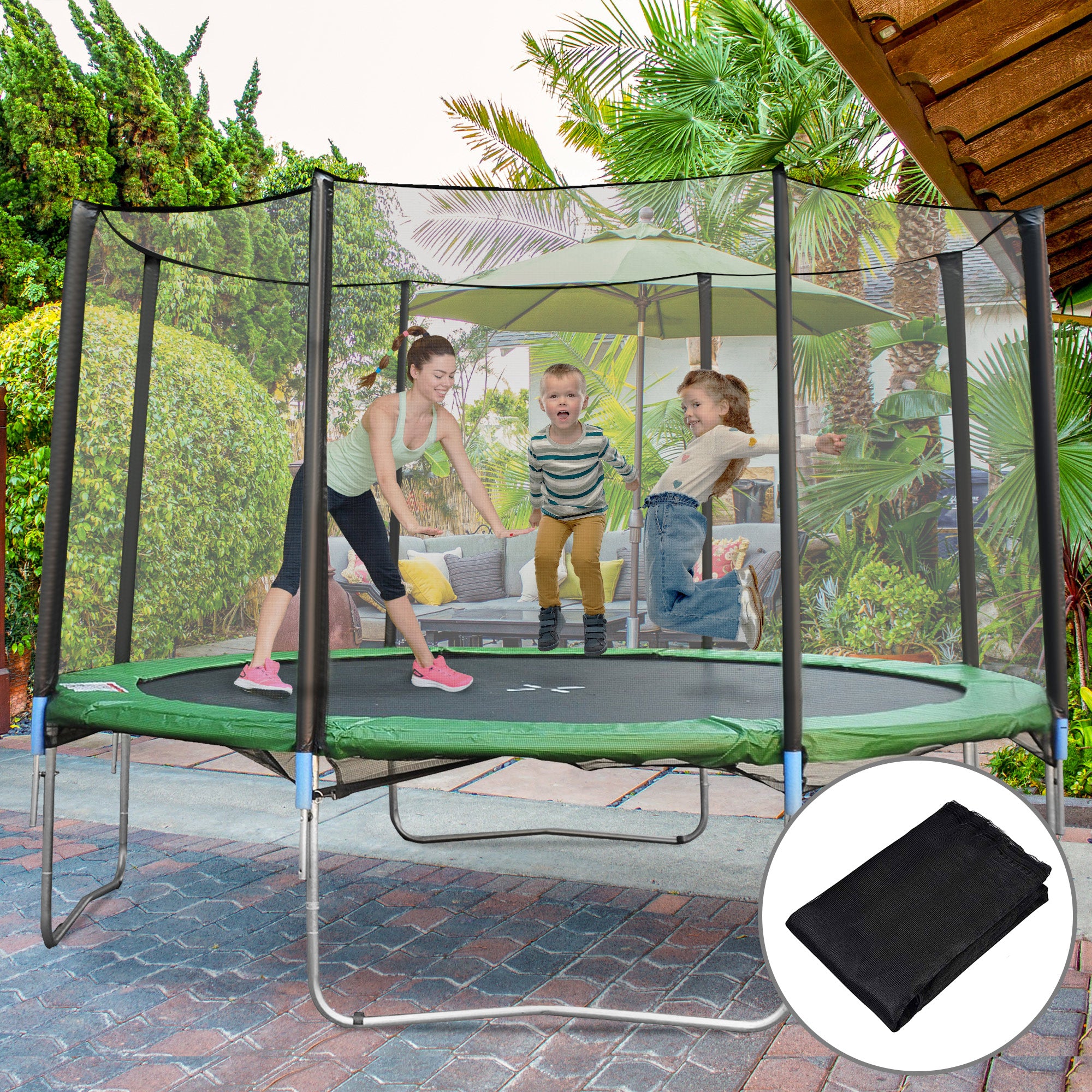 Aosom 12' Round Trampoline Enclosure Trampolining Bounce Safety Net Fence Replacement