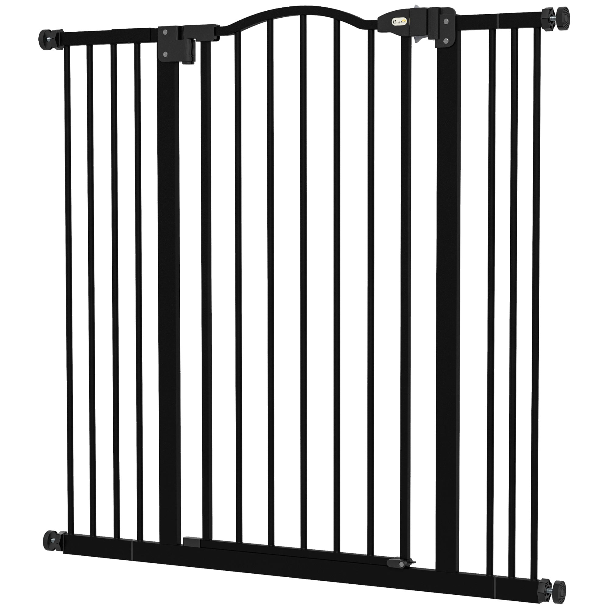 Extra Tall Dog Gate with Door, Pressure Fit, Auto Close, Double Locking for Doorways Hallways Stairs, 29"-39", Black