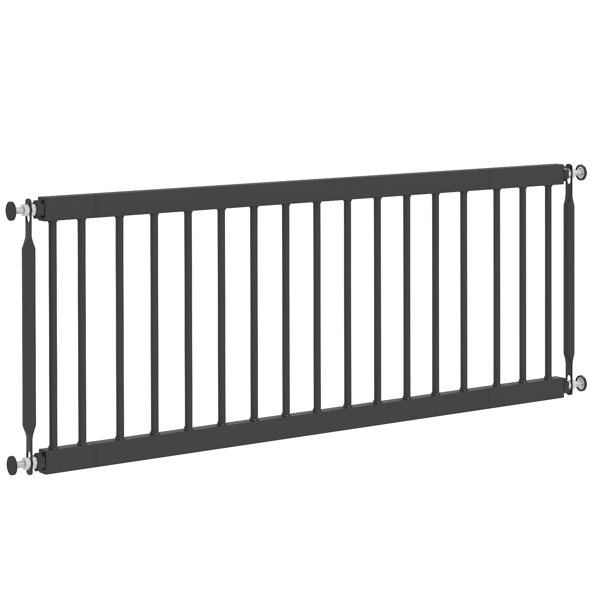 26"-37" Dog Gate, Adjustable Pet Gate, Fits 14" Tall with 2 Extension, Pressure Mount Kit for Stairs and Doorways, Black