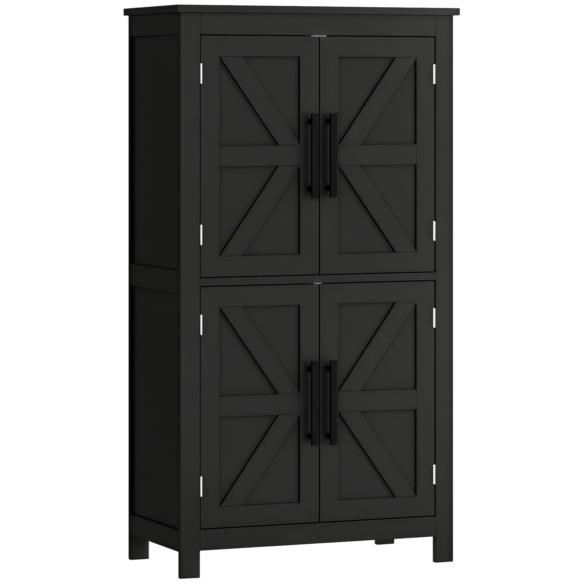 Farmhouse Bathroom Storage Cabinet, Bathroom Floor Cabinet with Barn Doors and Adjustable Shelf, Black