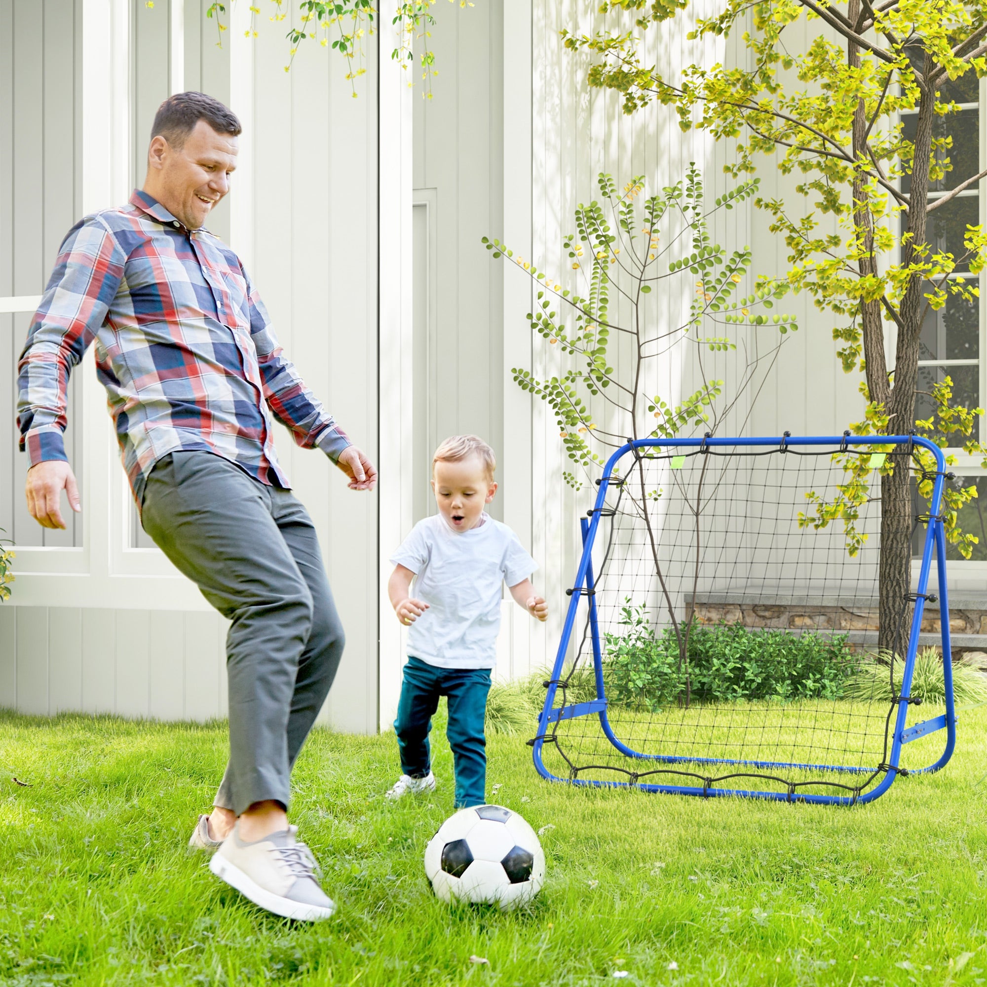 Soozier Volleyball Rebounder Net, Adjustable Soccer Rebounder, Baseball Volleyball Training Equipment Aid, Blue