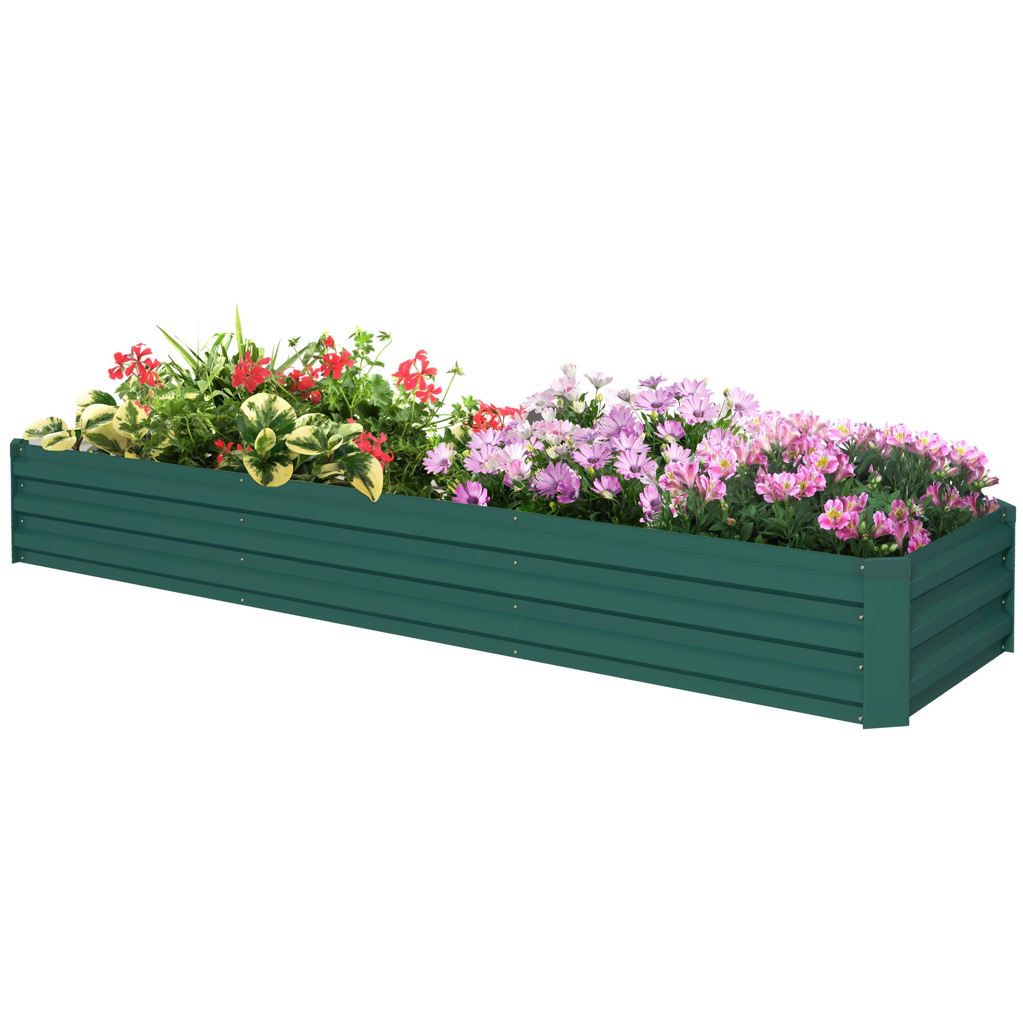8'x2'x1' Galvanized Raised Bed, Large Elevated Planter Box for Growing Flowers, Herbs and Vegetables, Green