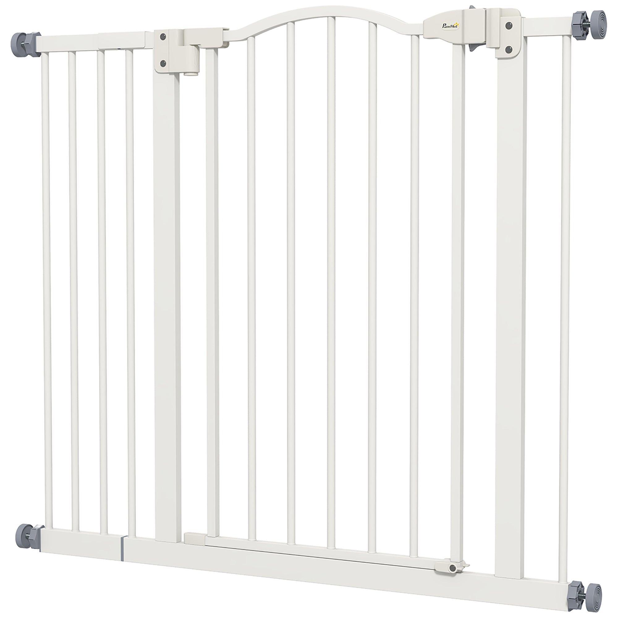 Extra Tall Dog Gate with Door, Pressure Fit, Auto Close, Double Locking for Doorways Hallways Stairs, 29"-37", White