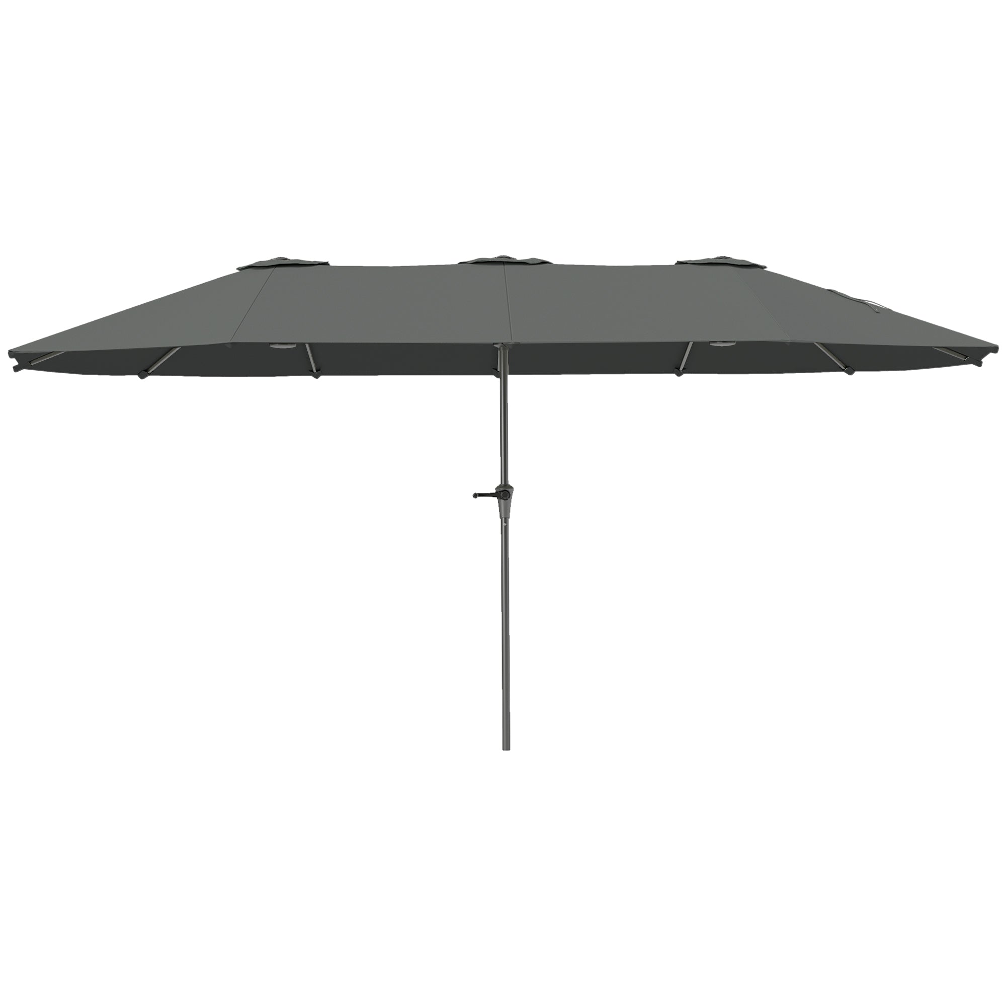 13ft Double-Sided Patio Umbrella with Crank Handle, for Poolside, Deck, Garden, Light Grey