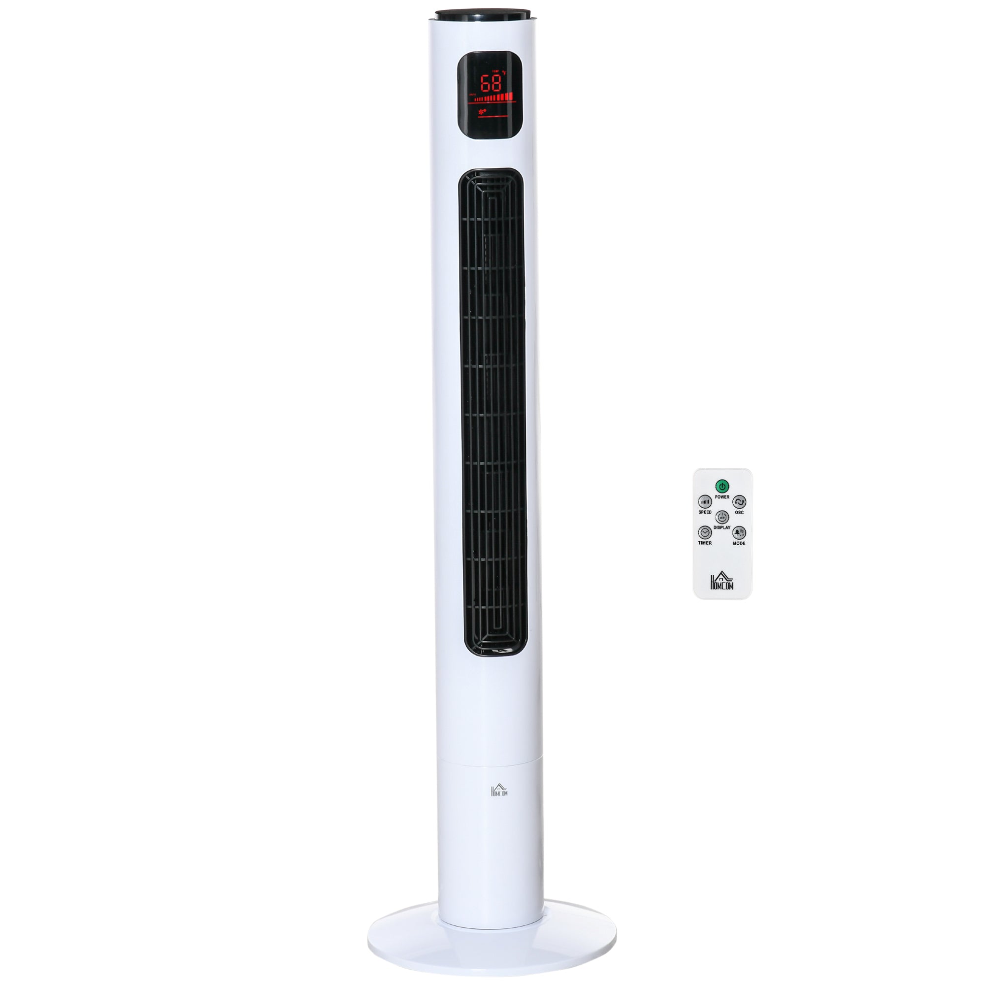 Freestanding Tower Fan Cooling for Home Bedroom with Oscillating, 3 Speed, 12h Timer, LED Sensor Panel, Remote Controller, White