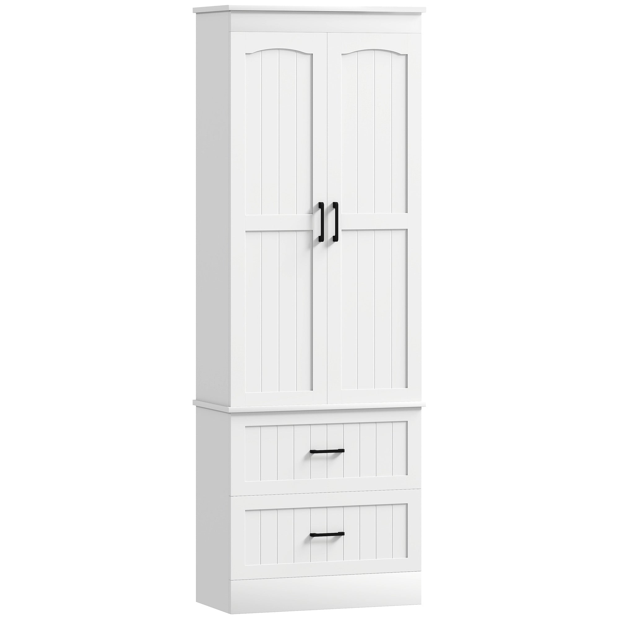 Tall Pantry Cabinet, 67" Kitchen Storage Cabinet with Adjustable Shelves and 2 Drawers for Kitchen, Dining Room, White