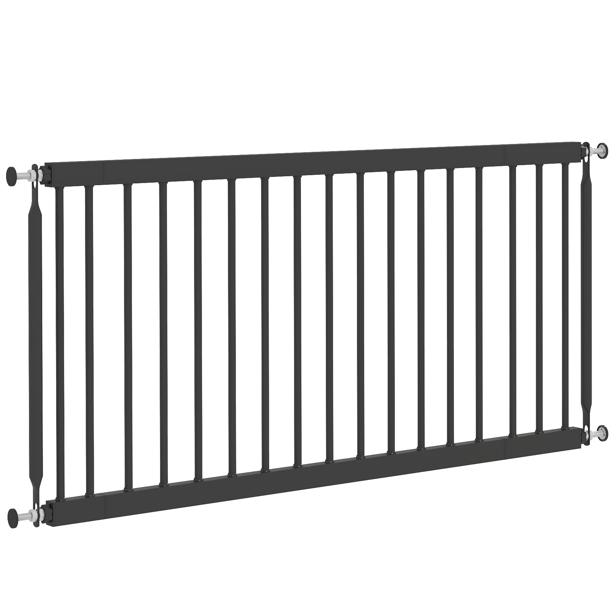 26"-37" Dog Gate, Adjustable Pet Gate, Fits 18" Tall with 2 Extension, Pressure Mount Kit for Stairs and Doorways, Black
