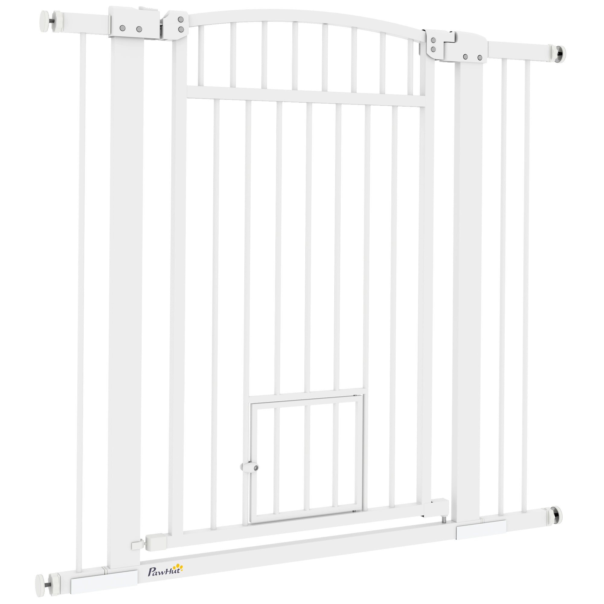 30"-41" Extra Wide Pet Gate with Small Door, 37" H Dog Gate with 3-Inch and 5.5-Inch Extension Kit