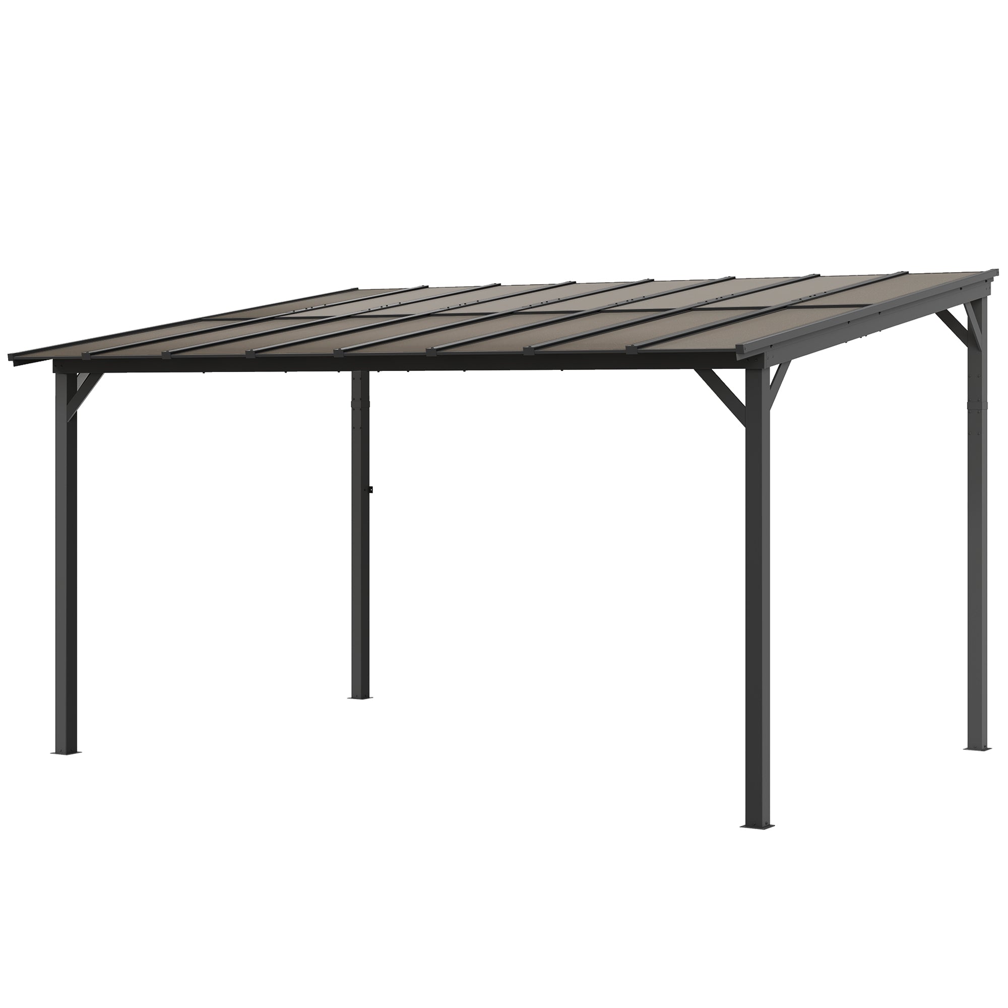 10' x 14' Hardtop Gazebo Wall-Mounted / Free Standing Outdoor Pergola with UPF 50+ & Waterproof Polycarbonate Roof