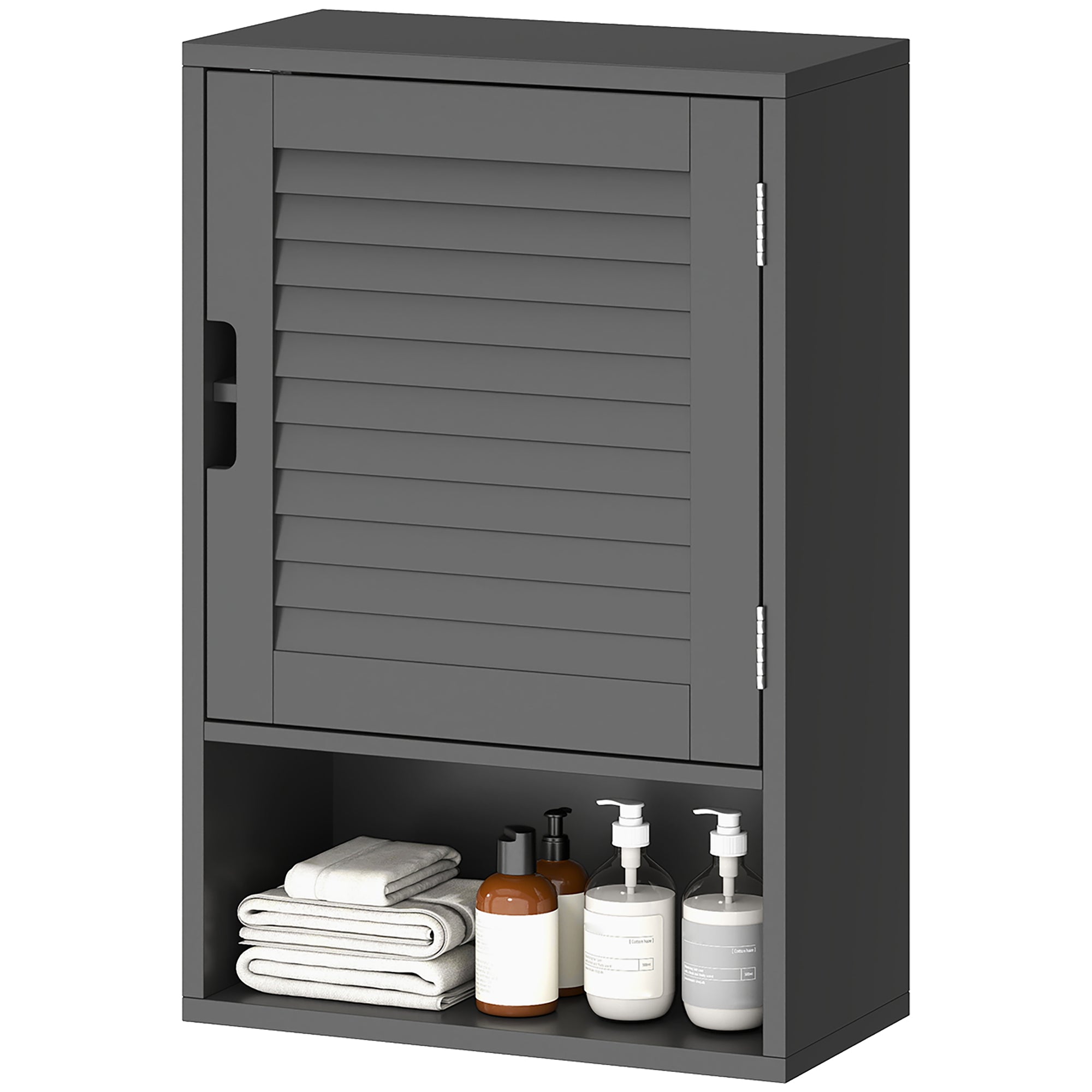 Bathroom Cabinet, Wall Mounted Storage Cabinet with Adjustable Shelves, 40 x 20 x 60 cm, Black
