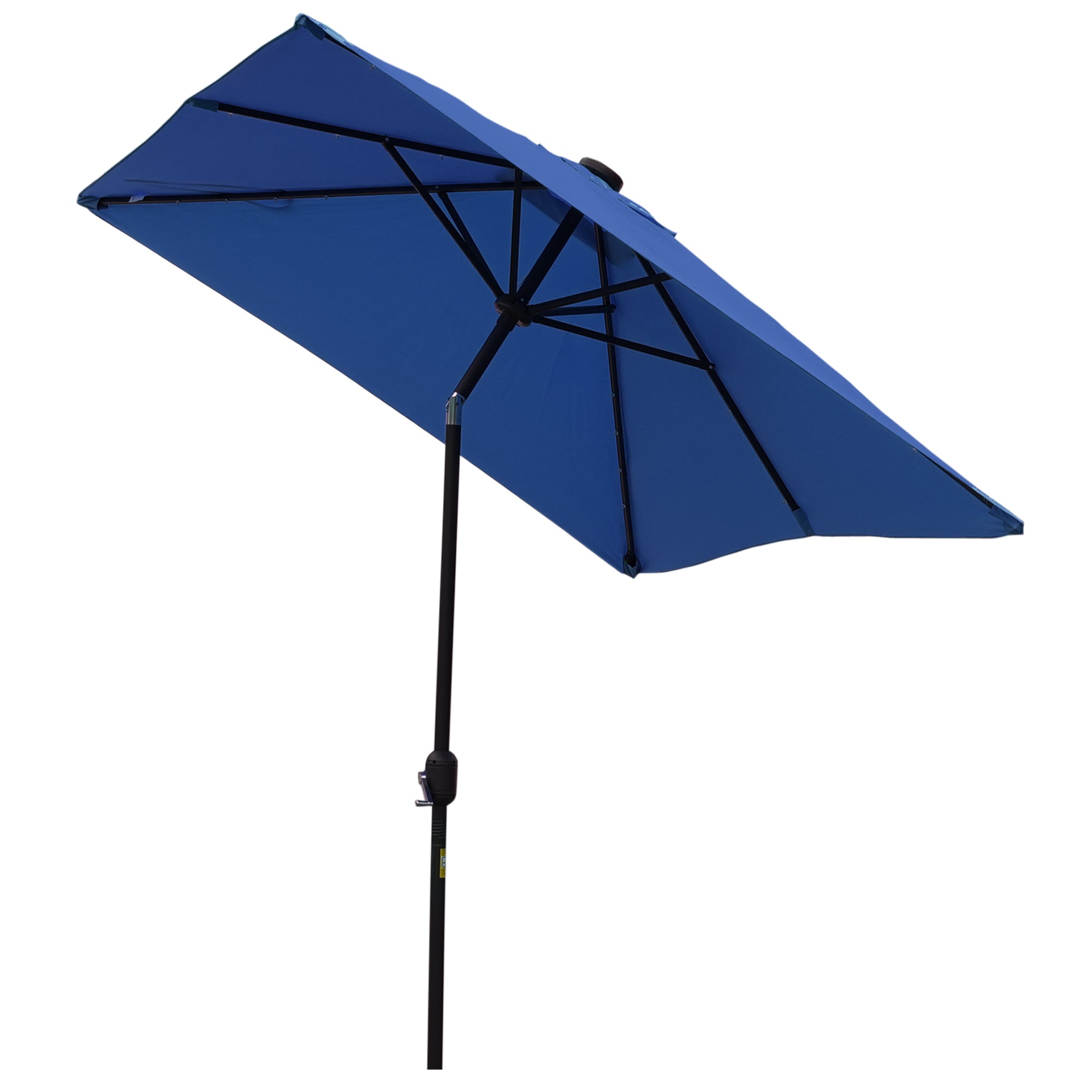 6' x 10' Patio Umbrella with 22 LED Solar Lights and Tilt, Rectangular Outdoor Table Umbrella with Crank, Dark Blue