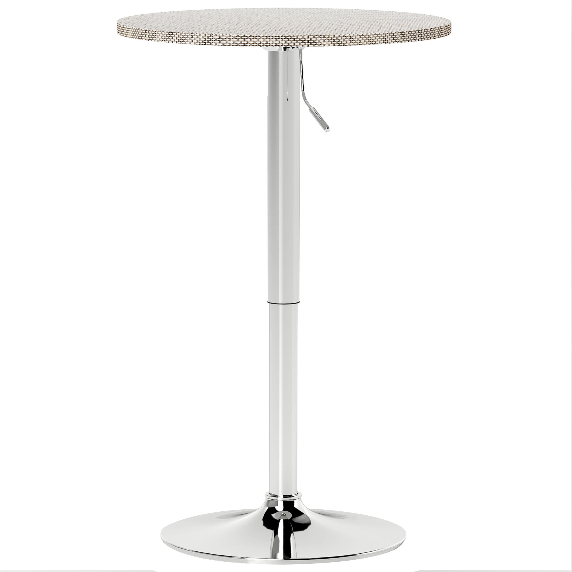 Adjustable Bar Table for 2, Round Pub Table with PE Rattan Top and Steel Base for Home Bar, Small Dining Room, Grey