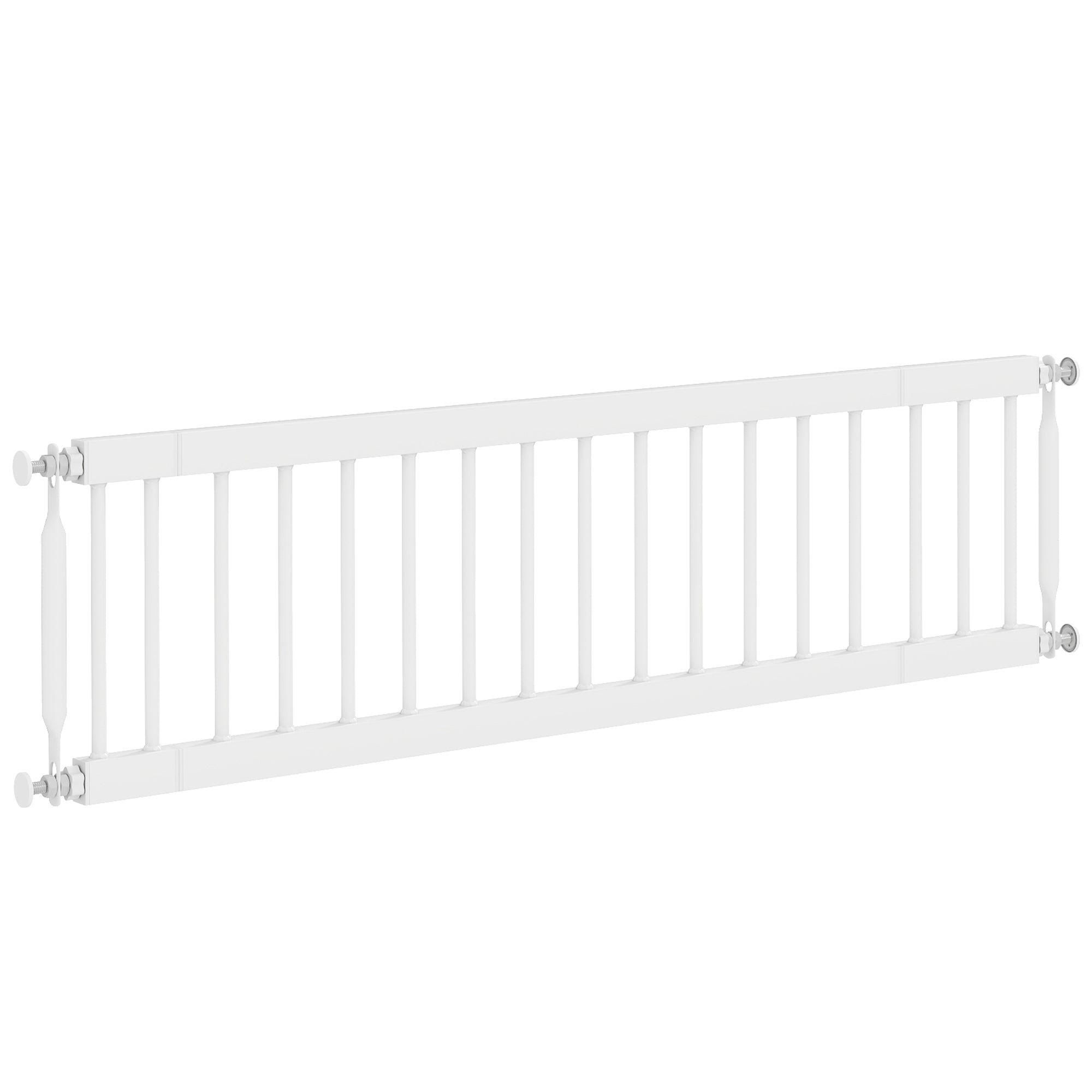 26"-37" Dog Gate, Adjustable Pet Gate, Fits 10" Tall with 2 Extension, Pressure Mount Kit for Stairs and Doorways, White