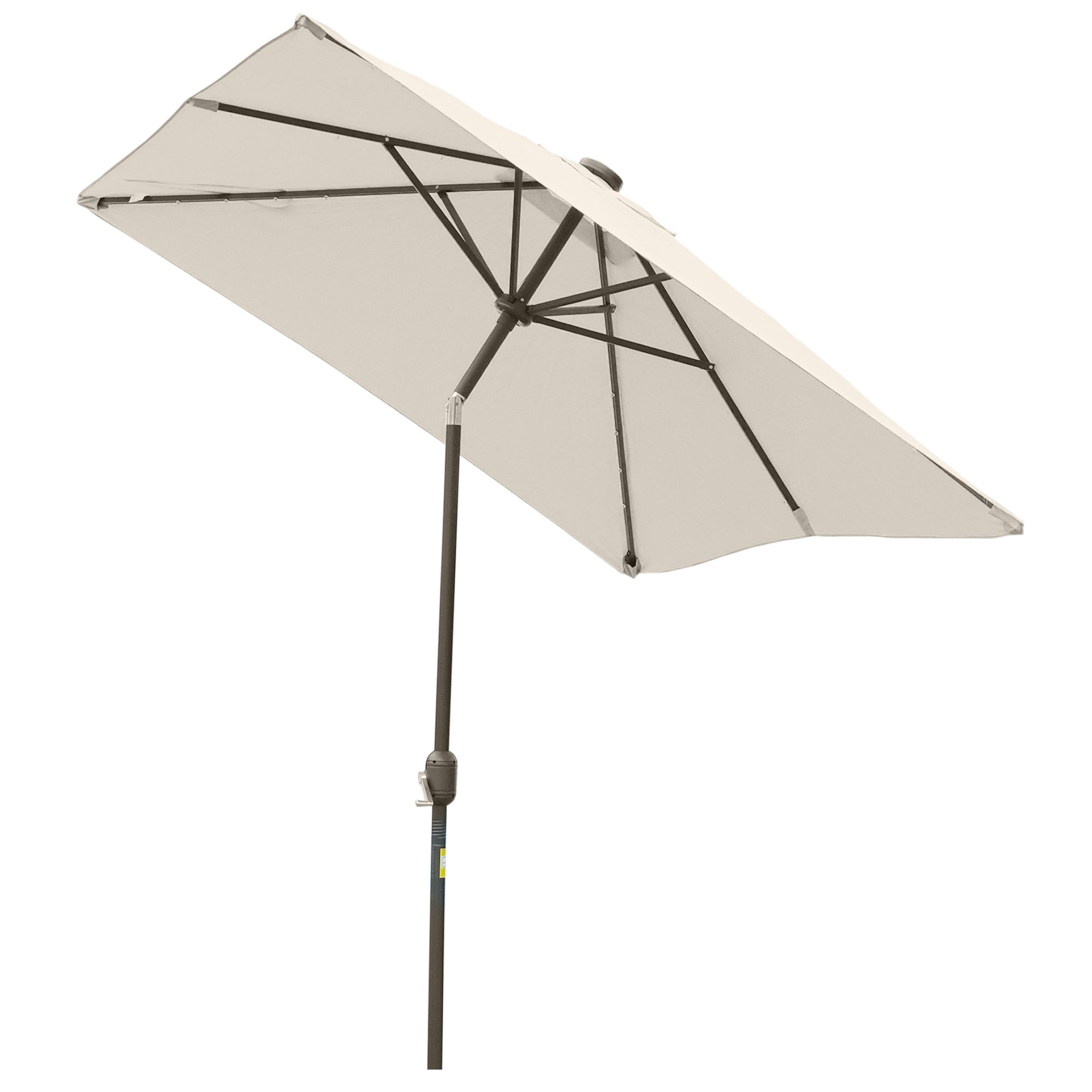 6' x 10' Patio Umbrella with 22 LED Solar Lights and Tilt, Rectangular Outdoor Table Umbrella with Crank, Beige