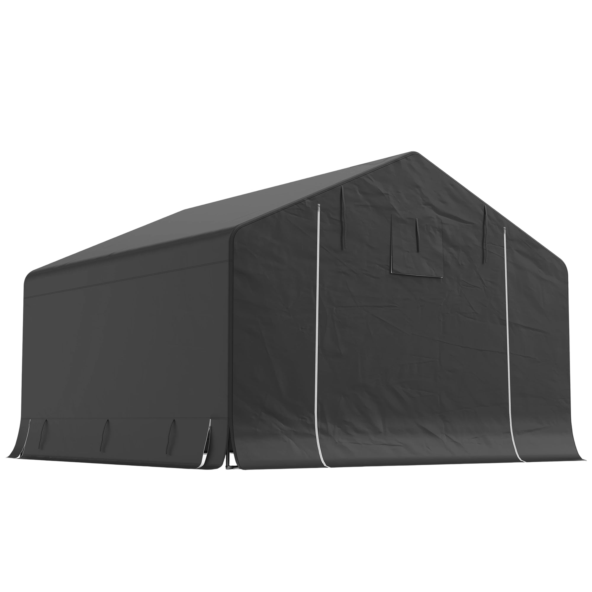 10' x 10' Portable Shed, Waterproof Bike Tent with Roll-up Zipper Door and Reinforced Galvanised Metal Frame, Dark Grey