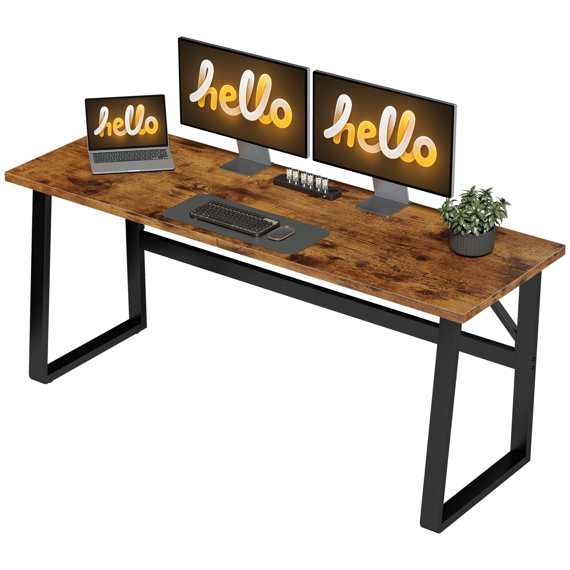 71 Inch Computer Desk, Home Office Desk, Simple Study Writing Table with Adjustable Feet, Modern Style, Brown