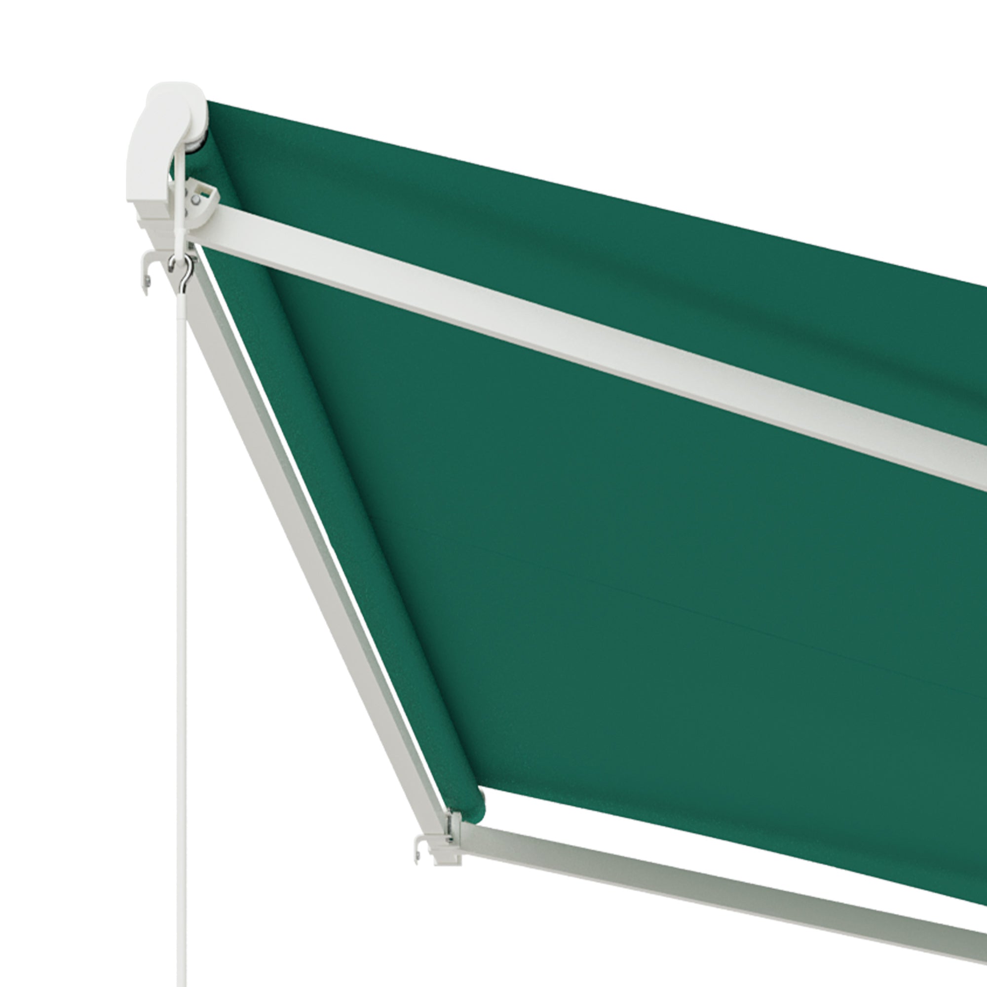 13' x 10' Electric Awning, Retractable Awning Sun Shade Shelter with Remote Controller, Manual Crank Handle and Aluminum Frame, for Deck, Balcony, Yard, Green