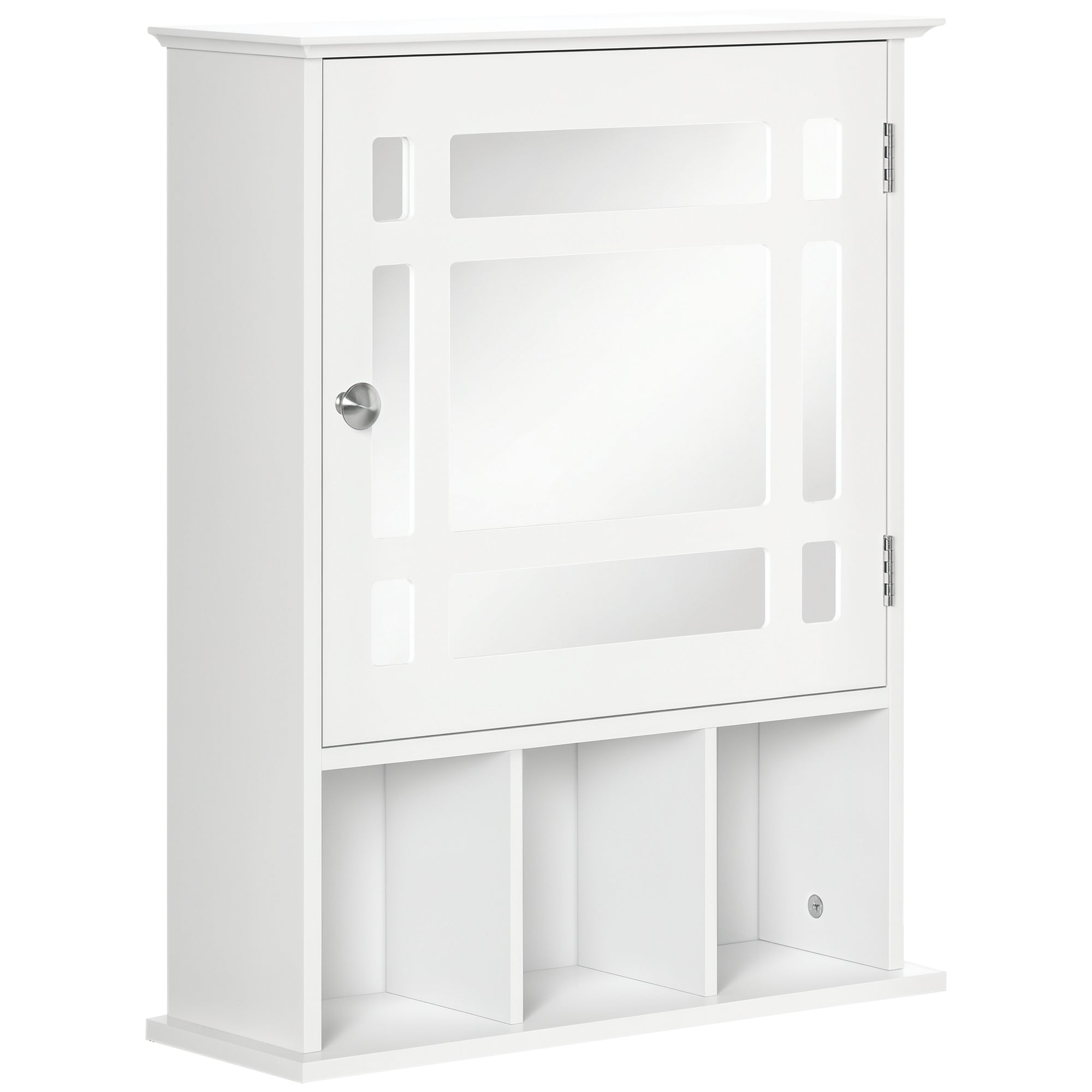 Bathroom Mirror Cabinet, Wall Mounted Medicine Cabinet, 3 Shelf Organizer for Kitchen, White