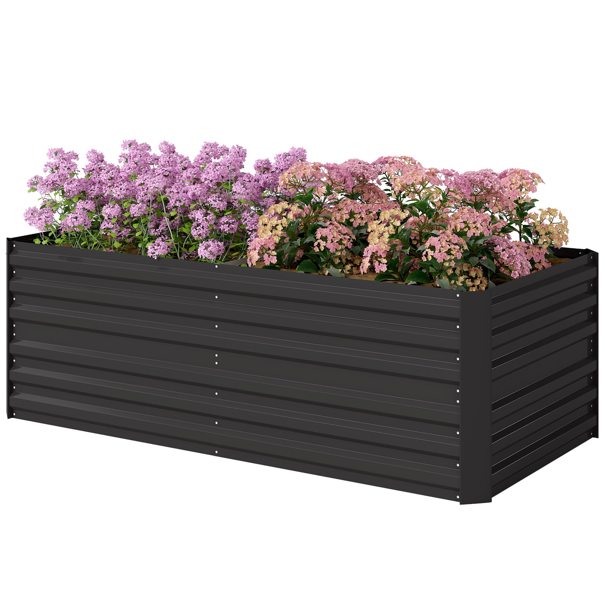 Galvanized Raised Garden Bed, Steel Outdoor Planters with Reinforced Rods, 71" x 35" x 23", Black