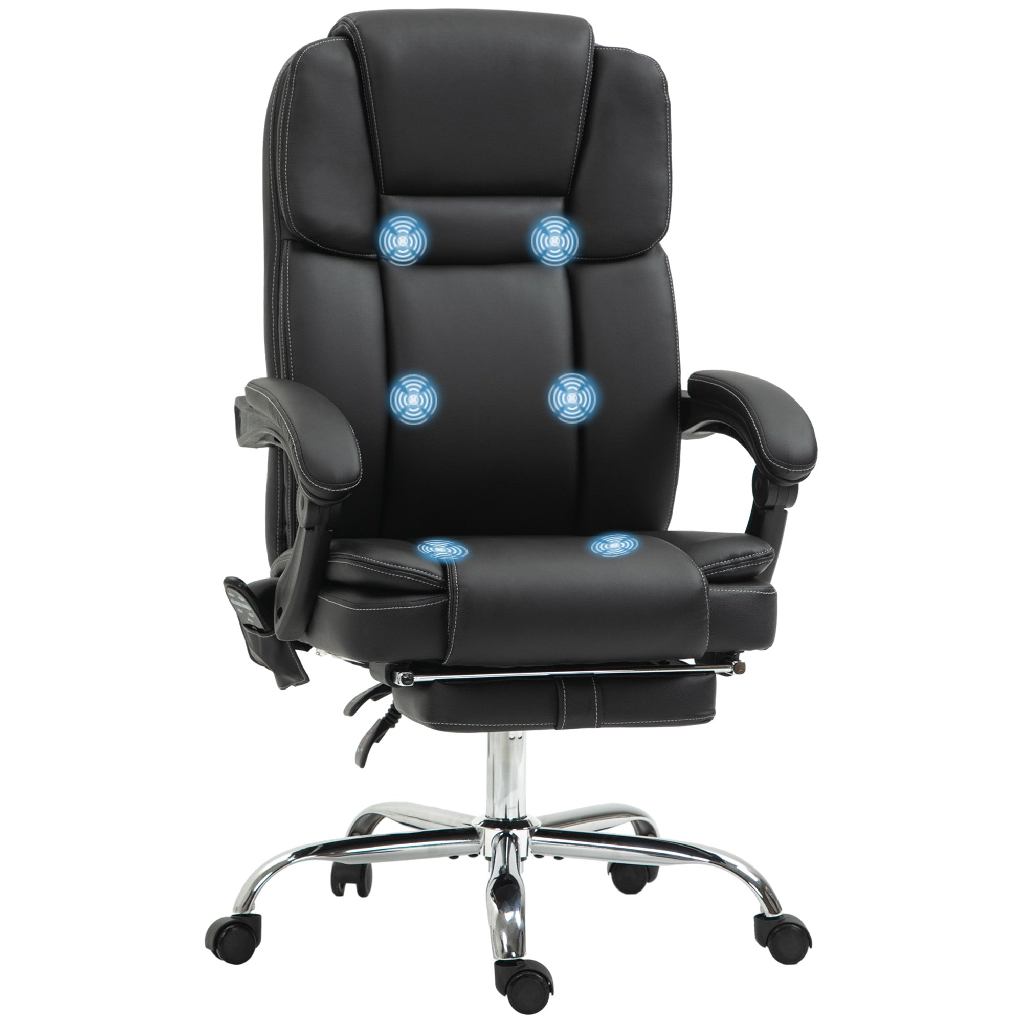 Massage Office Chair, Reclining Executive Office Chair with 6-Point Vibration, Footrest and High Back, Black