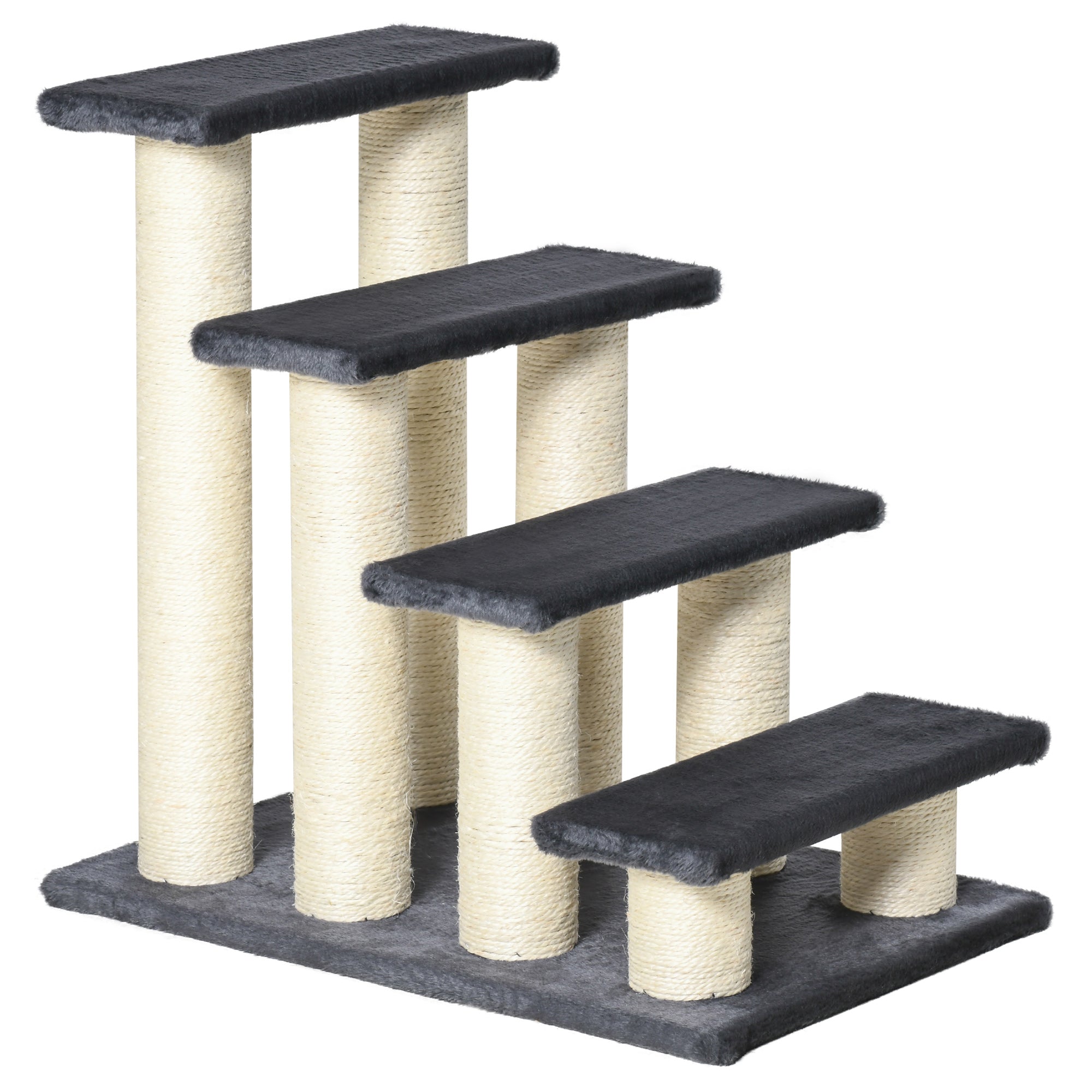 Cat Trees 4 Tier Pet Stairs Dog Cat 4 Steps Kitty Scatching Post Cat Scratch Furniture Dark Grey