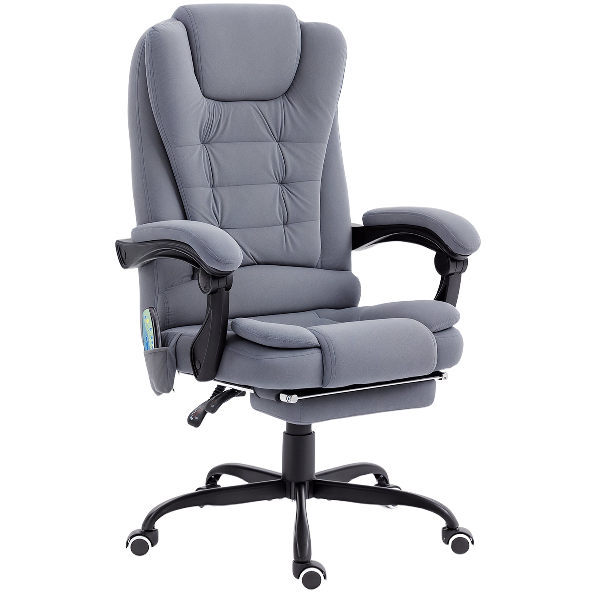 7-Point Vibrating Massage Chair, Reclining Office Chair with Footrest, Reclining Back, Adjustable Height, Grey