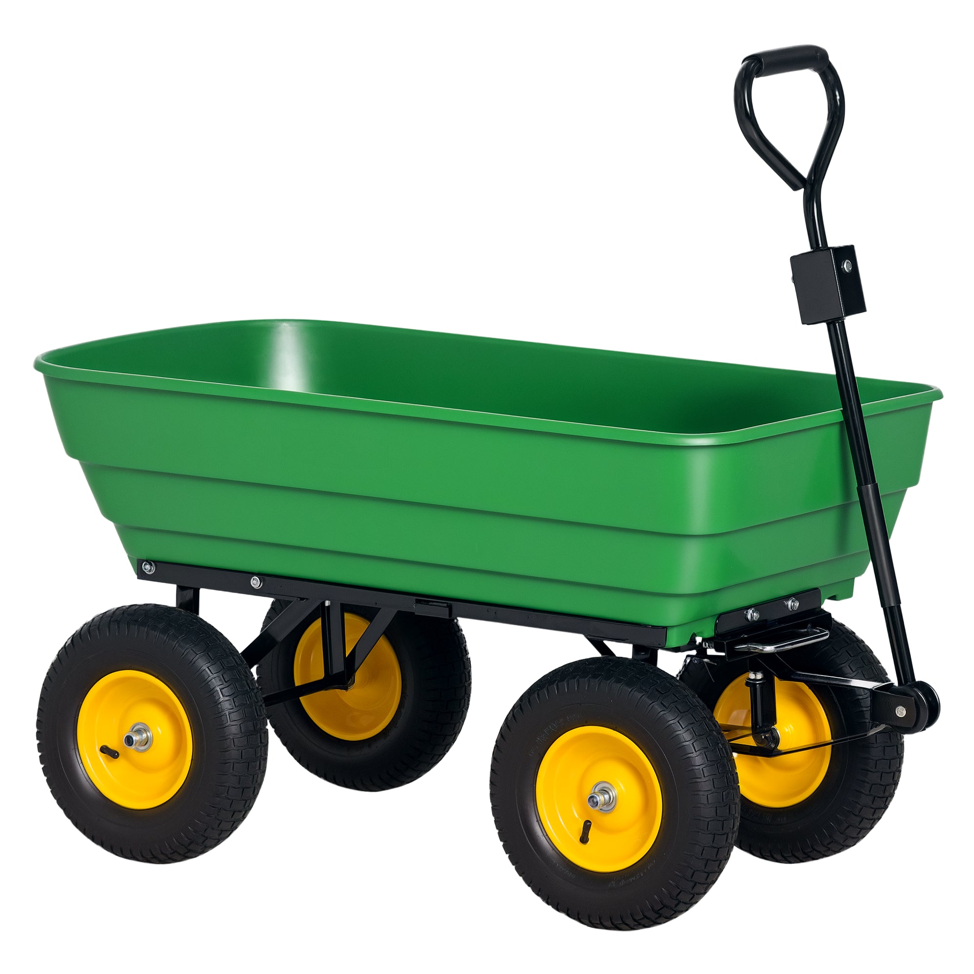 Garden Dump Cart Heavy Duty 440lbs Wagon with Steel Frame and 12" Pneumatic Tires, Green