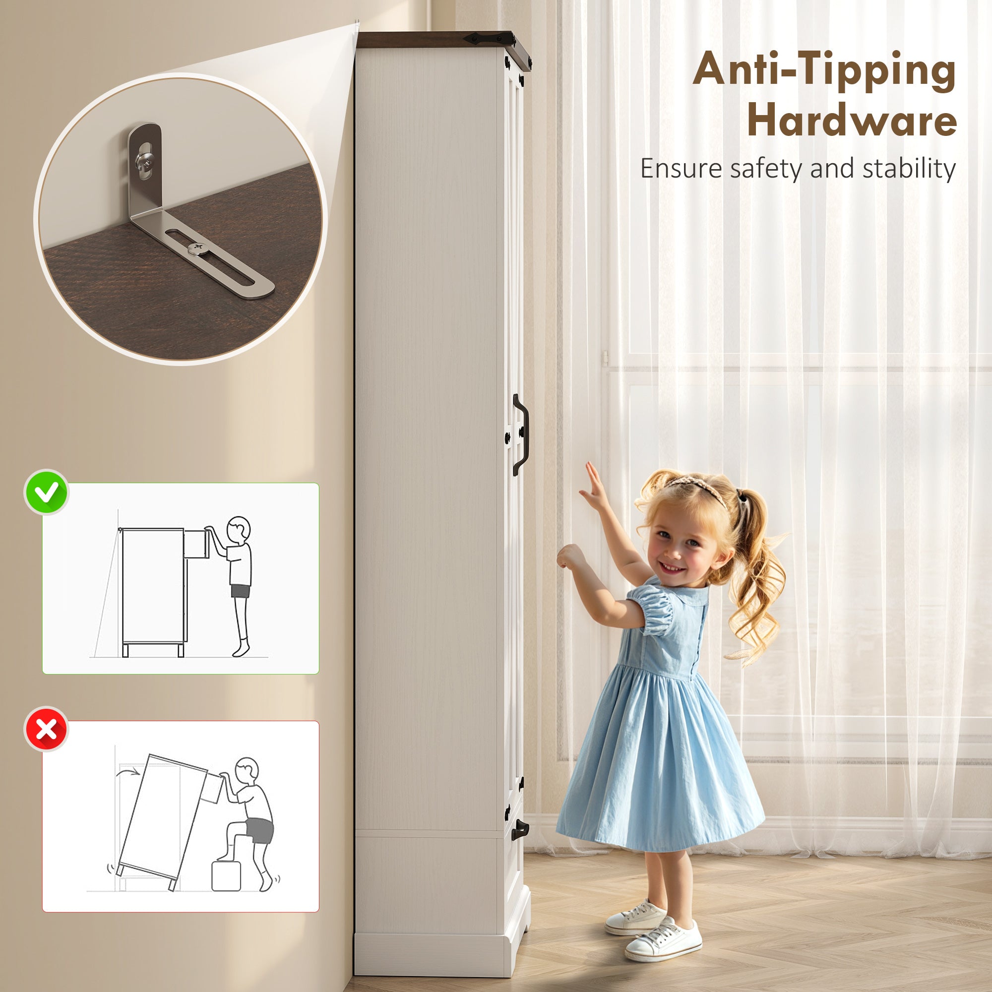 71" Pantry Cabinet, Kitchen Storage Cabinet with Adjustable Shelves, 2 Doors and Drawer for Dining Room, White