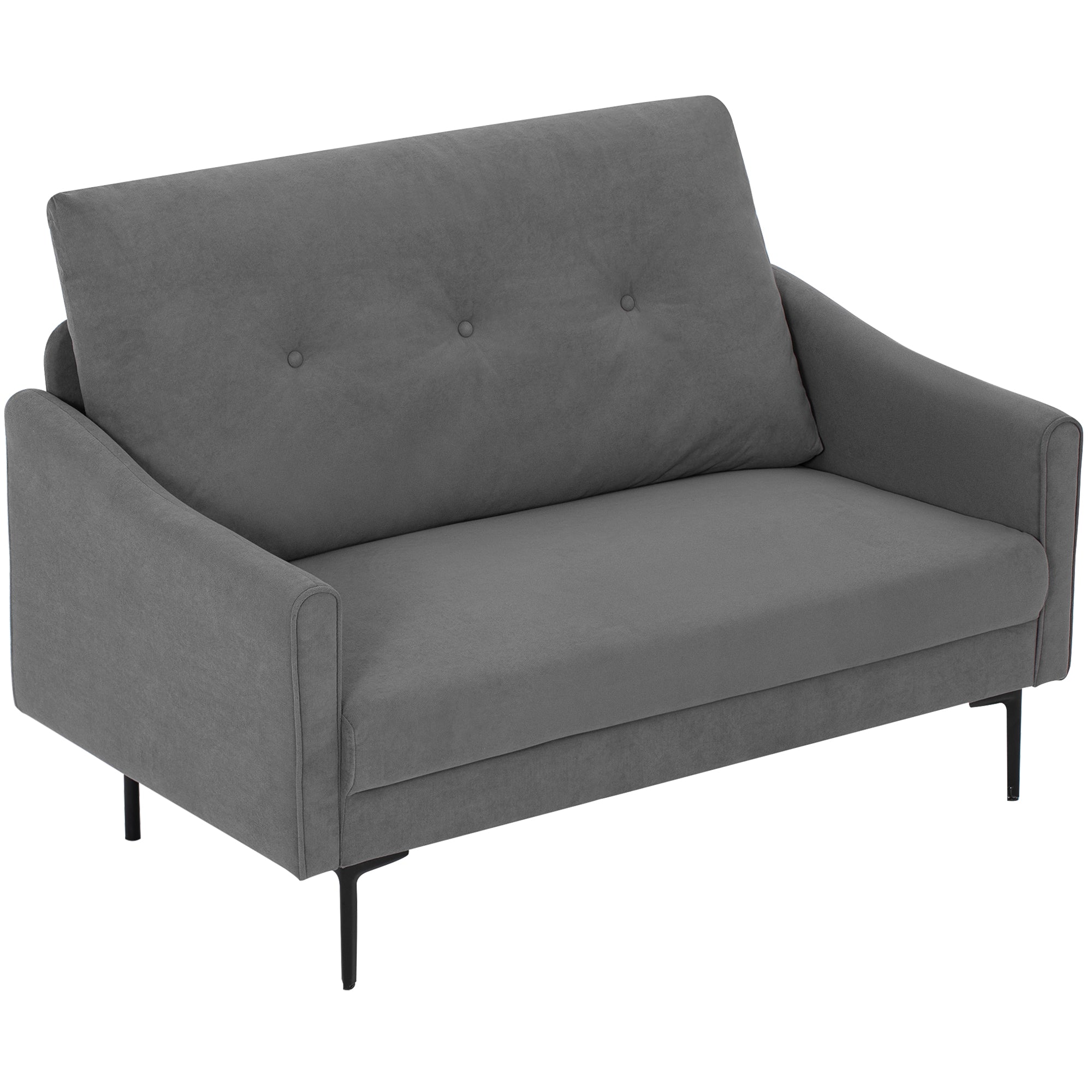 2 Seater Sofa, Small Modern Couch with High-Resilience Foam, Thicken Padding, Button Tufted, Grey