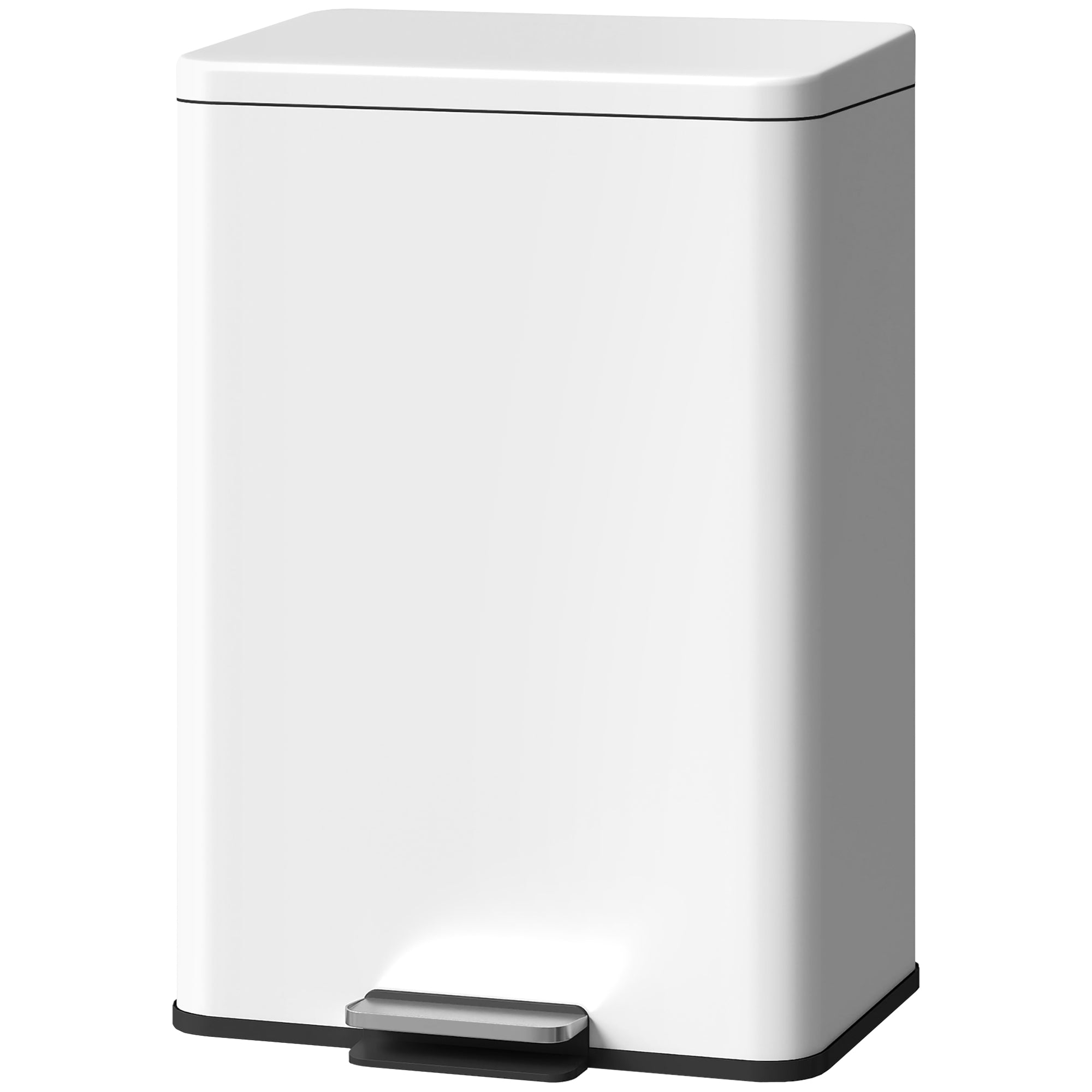 5.3 Gallon/20 L Garbage Bin with Soft Close Lid, Trash Can with Removable Inner Bucket for Kitchen, Office, Cream White